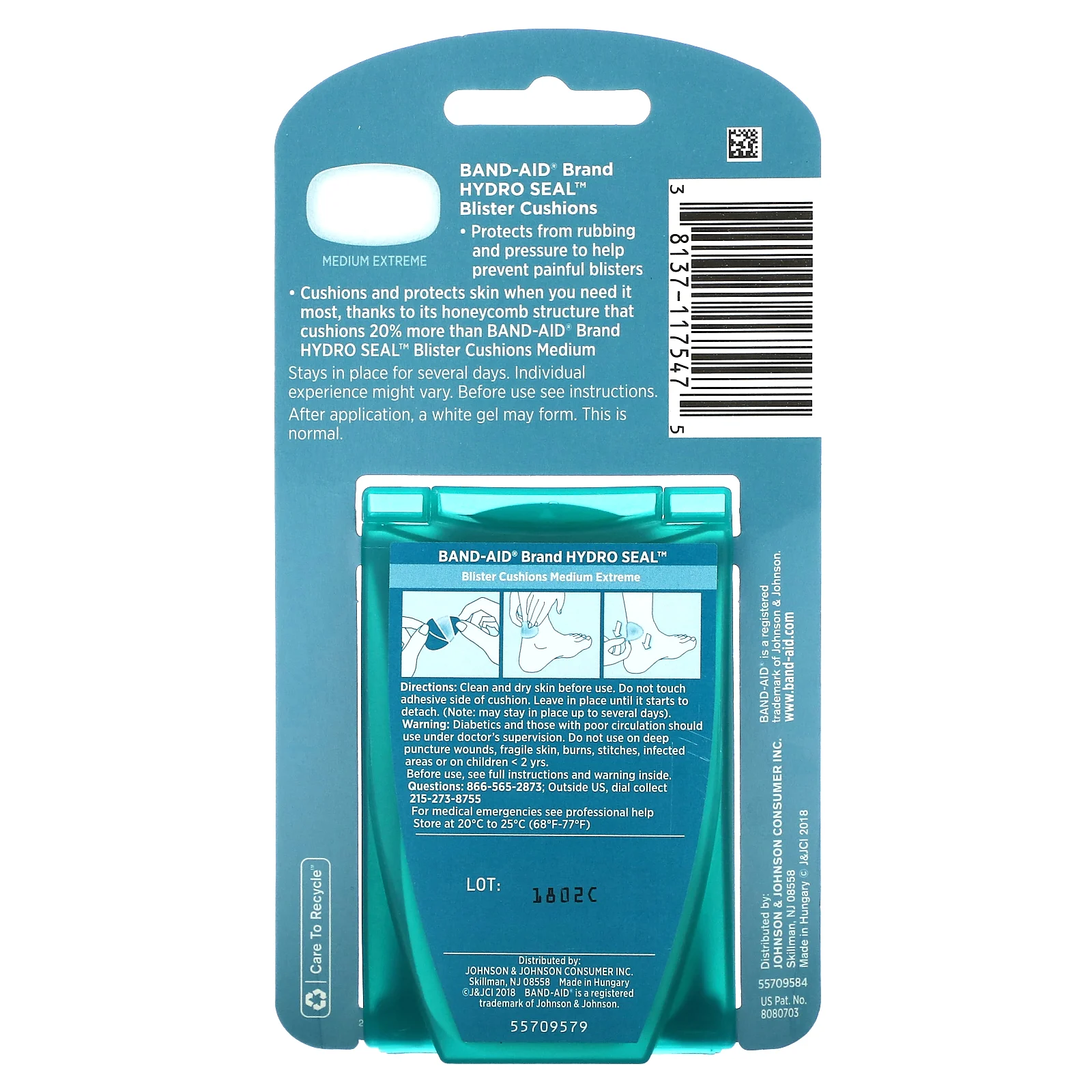 Band Aid, Hydro Seal, прокладки в блистерной упаковке, Medium Extreme, 5 штук