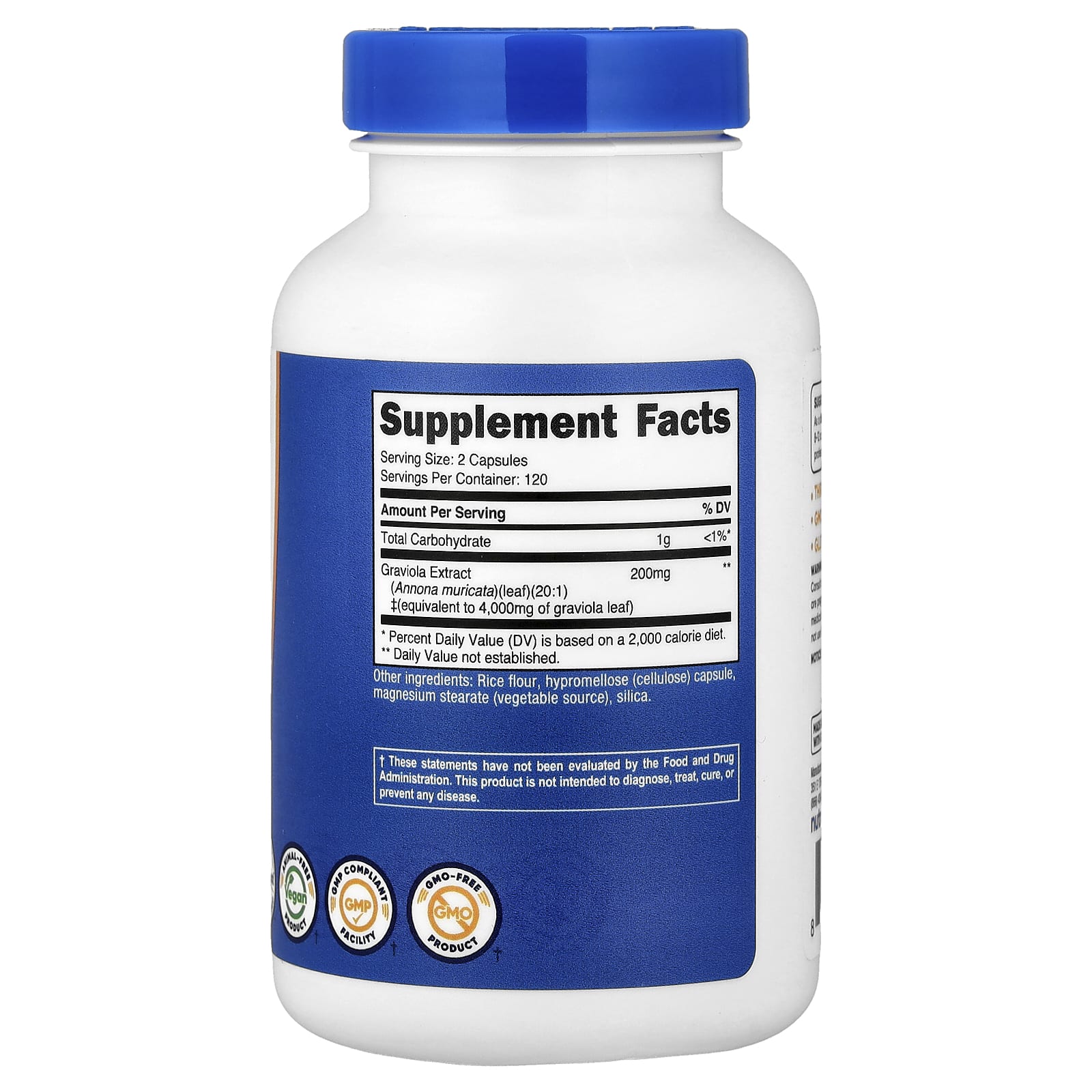 Nutricost, гравиола, 240 капсул (100 мг в 1 капсуле)