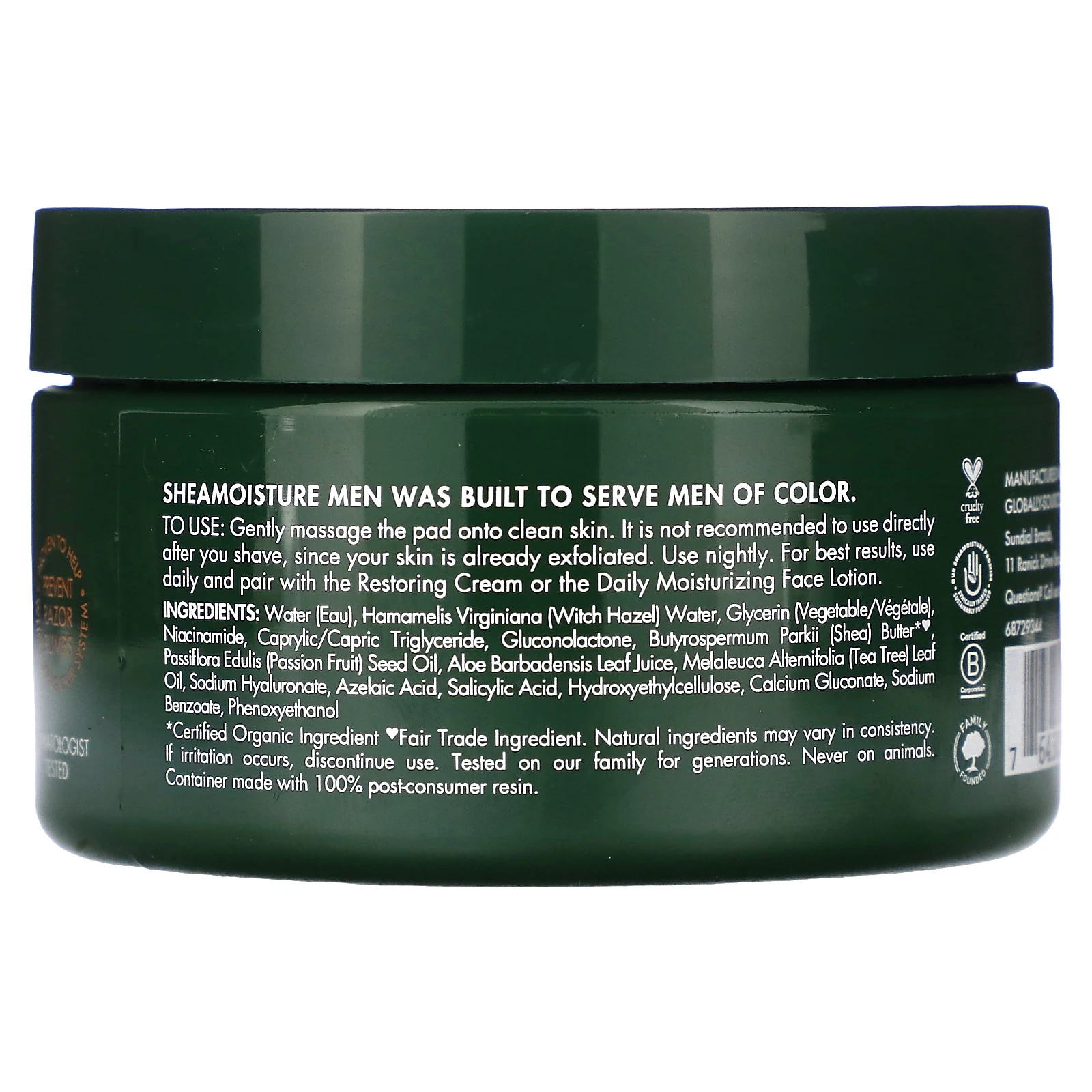 SheaMoisture, Ежедневные отшелушивающие салфетки для мужчин, 30 шт.