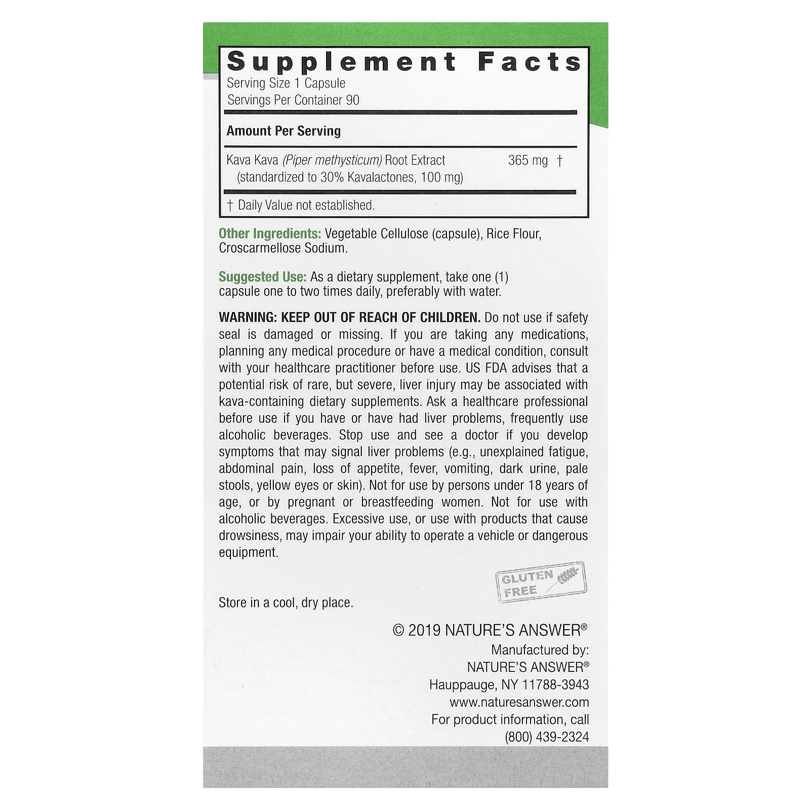 Nature's Answer, Kava-6, 90 Vegetarian Capsules