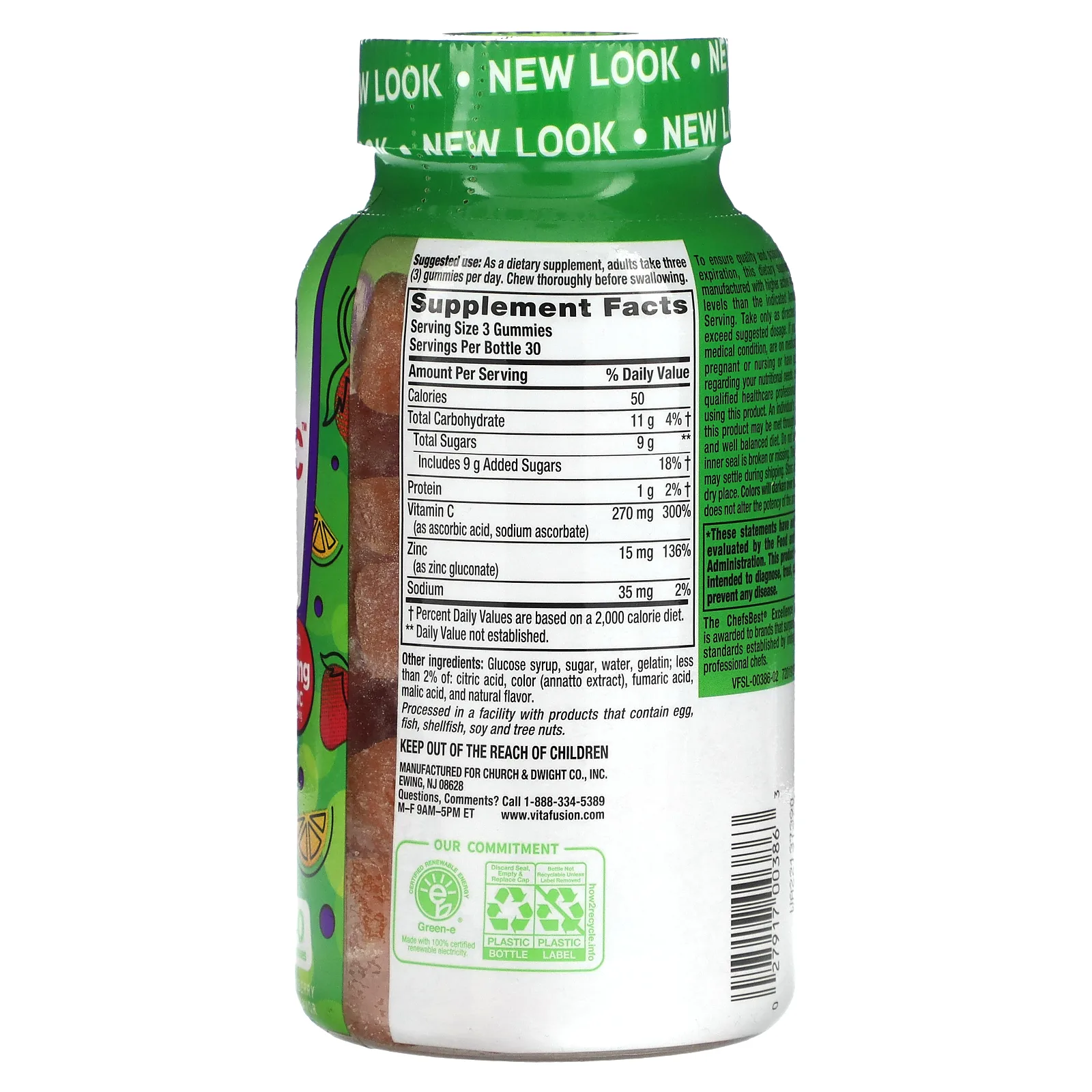 VitaFusion, Power Zinc, жевательные витамины, с натуральным вкусом клубники и мандарина, 15 мг, 90 жевательных мармеладок (5 мг в 1 жевательной таблетке)