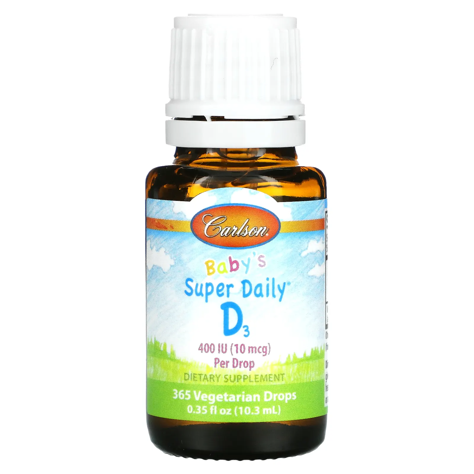 Carlson, Super Daily, витамин D3 для детей, 10 мкг (400 МЕ), 10,3 мл (0,35 жидк. унций)