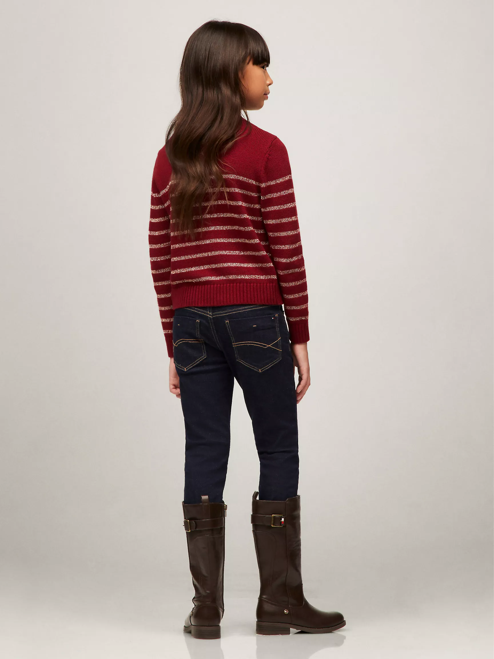 Свитер для девочки Tommy Hilfiger, Детский свитер с круглым вырезом и блестящими полосками