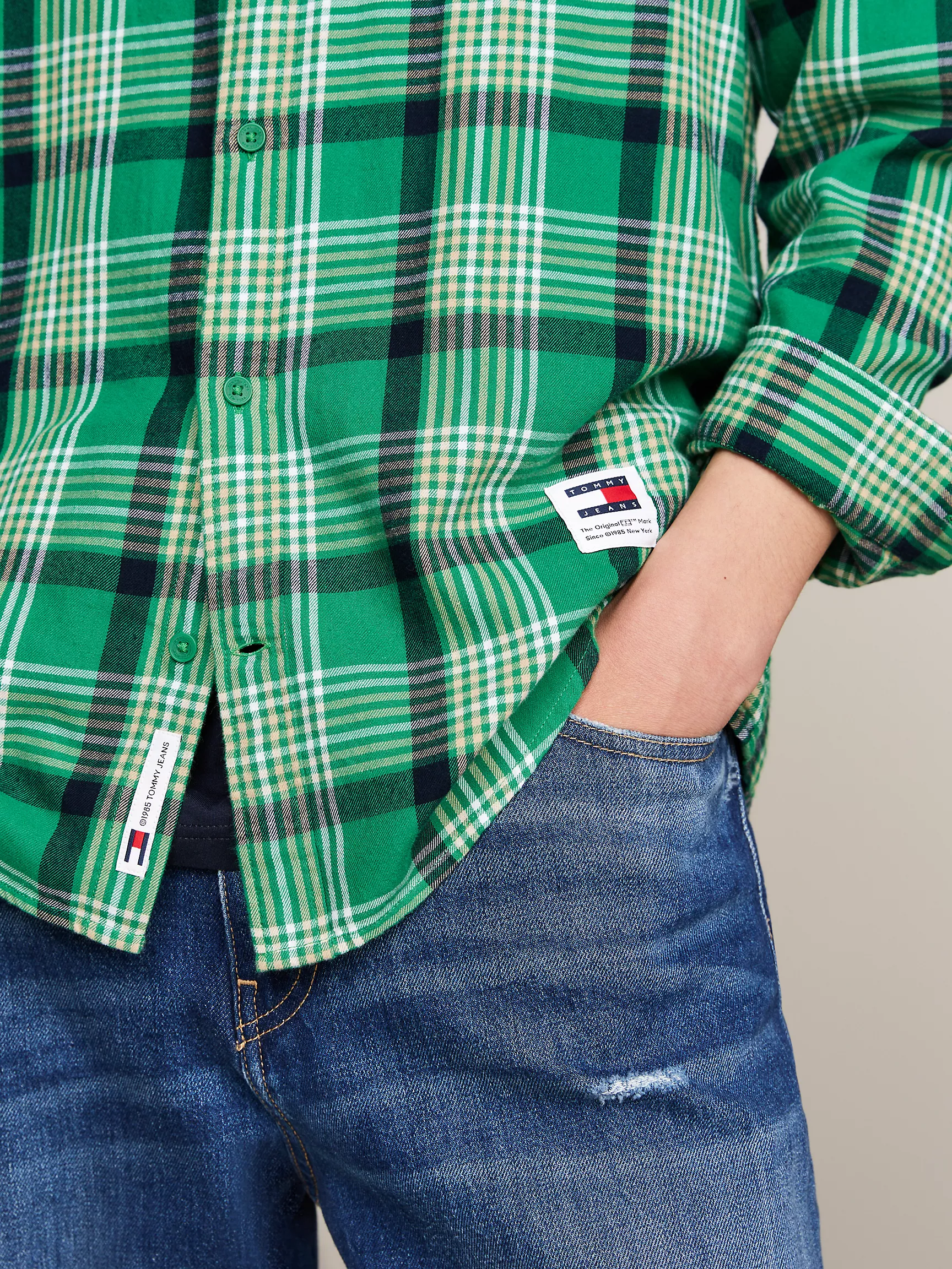 Мужская рубашка Tommy Hilfiger, Свободная клетчатая рубашка TJ с мягкой фактурой