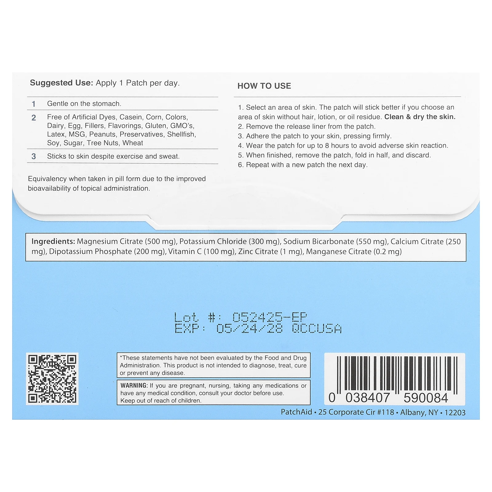 PatchAid, патч для увлажнения электролитов, 30 шт.