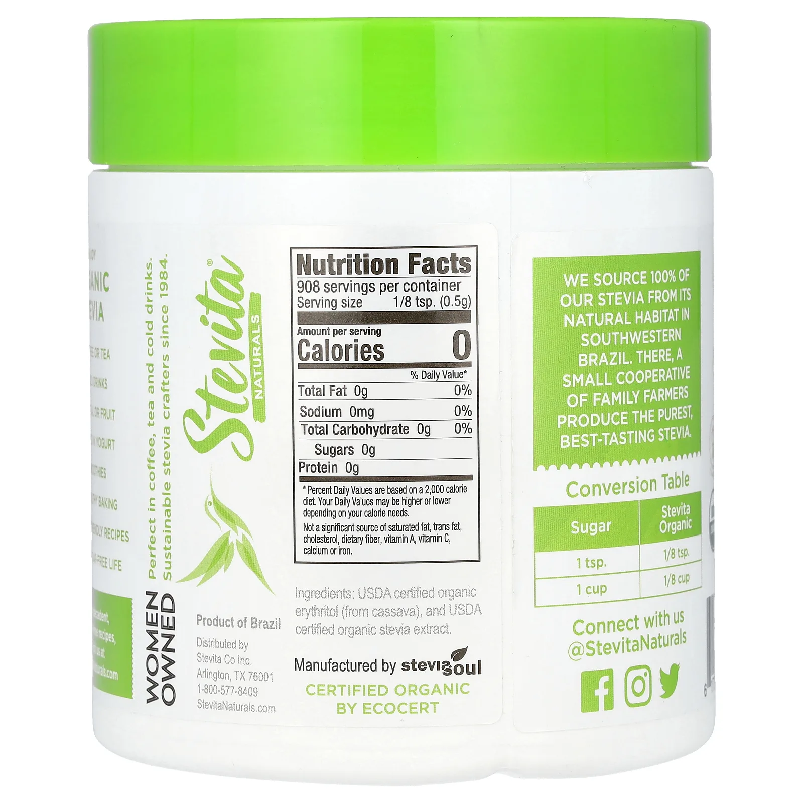 Stevita, Naturals, органическая стевия, 454 г (16 унций)