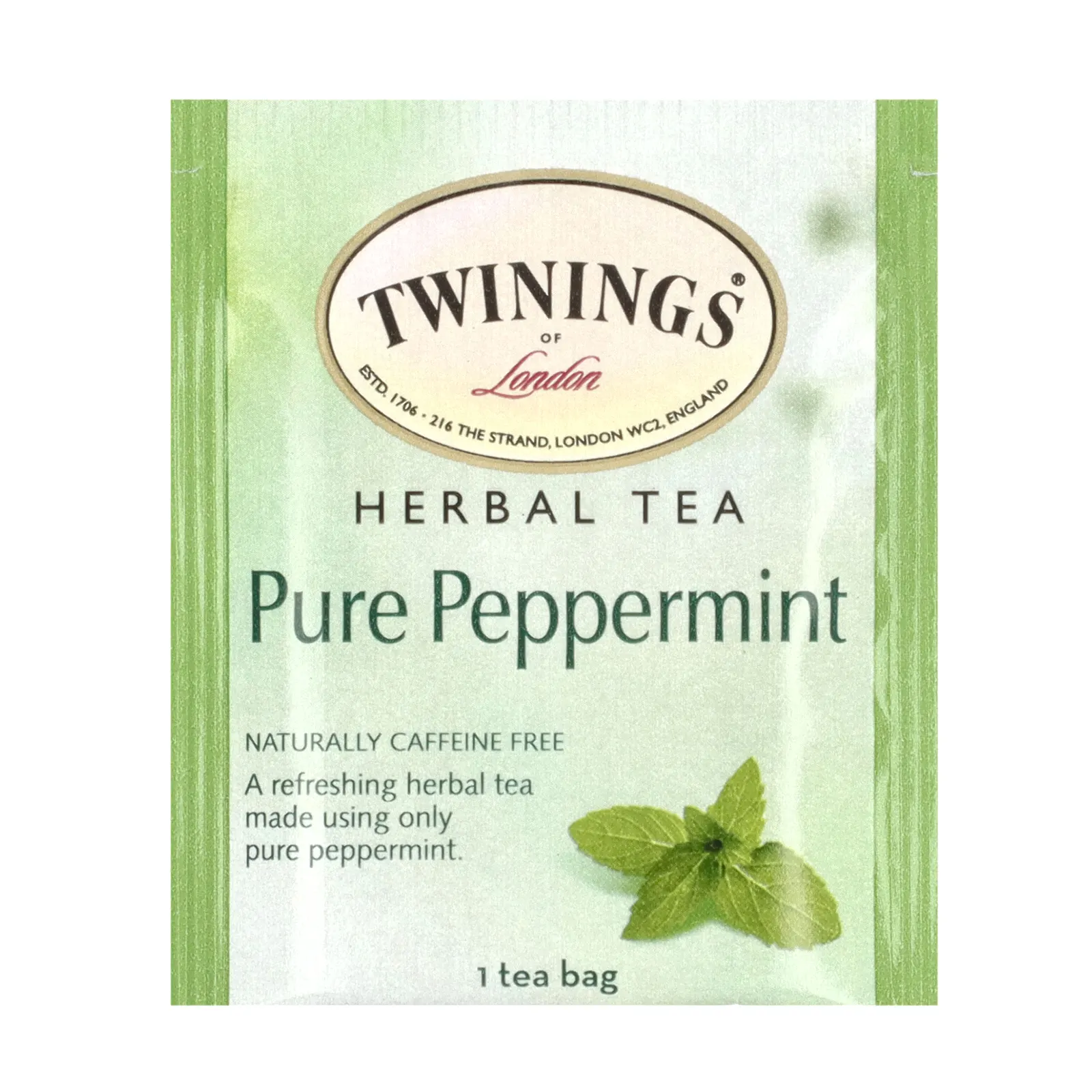 Twinings, Травяной чай, чистая перечная мята, без кофеина, 50 чайных пакетиков, 100 г (3,53 унции)