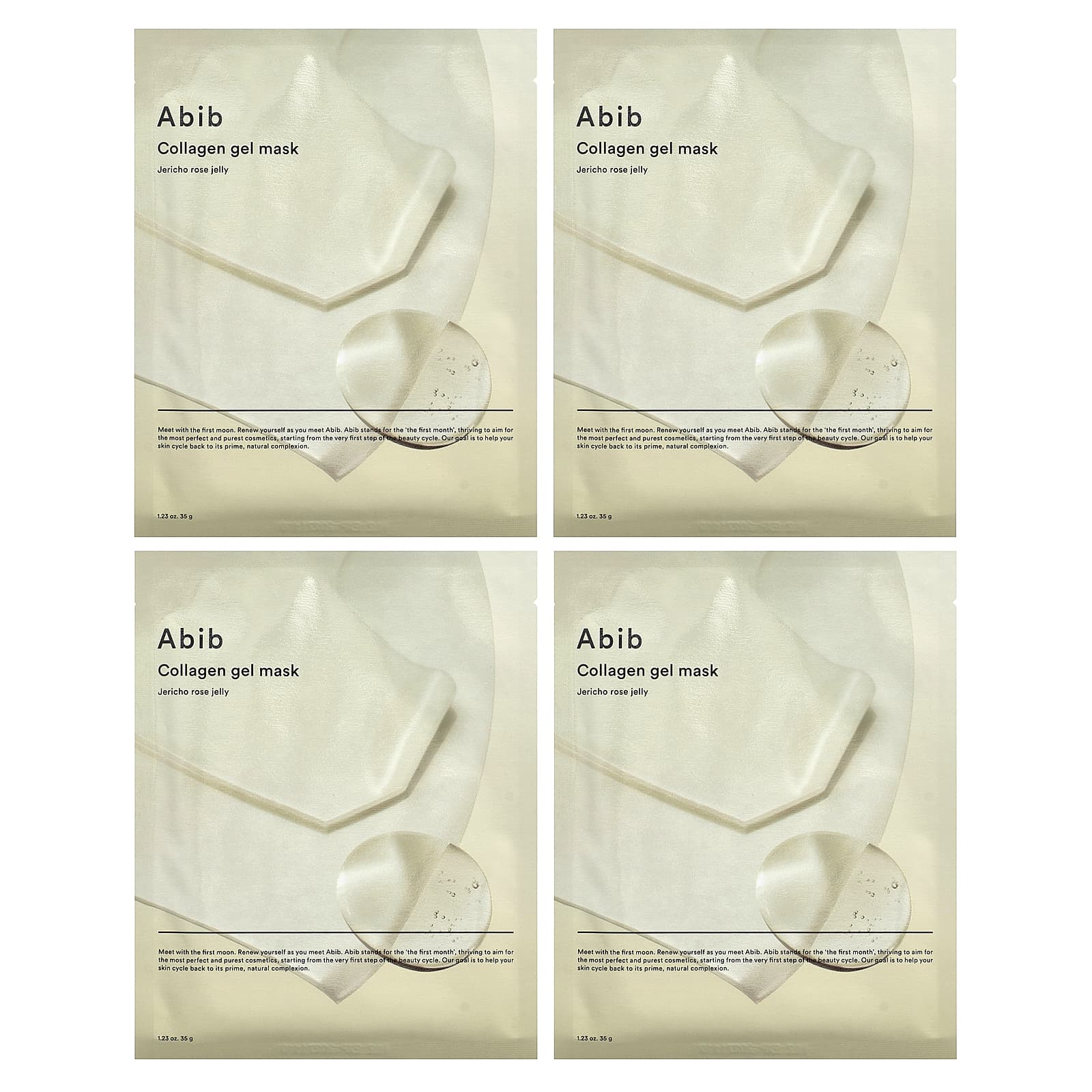 Abib, гелевая маска с коллагеном, иерихонская роза, 4 шт. по 35 г (1,23 унции)