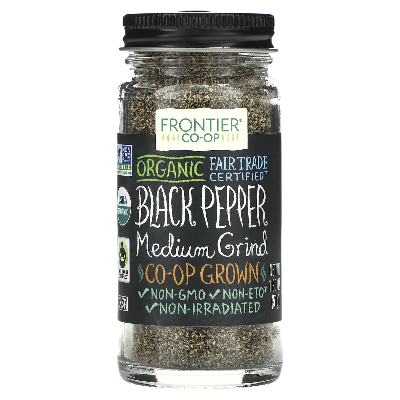 Frontier Co-op, Organic Black Pepper, Medium Grind, 1.8 oz (51 g)