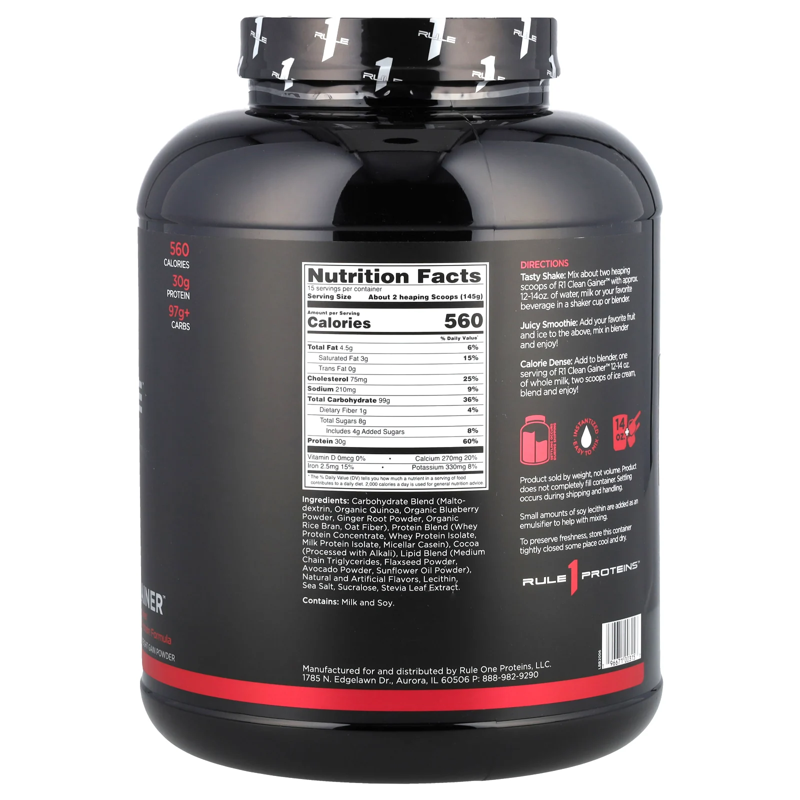 Rule One Proteins, Clean Gainer, со вкусом шоколада и арахисовой пасты, 2,18 кг (4,80 фунта)