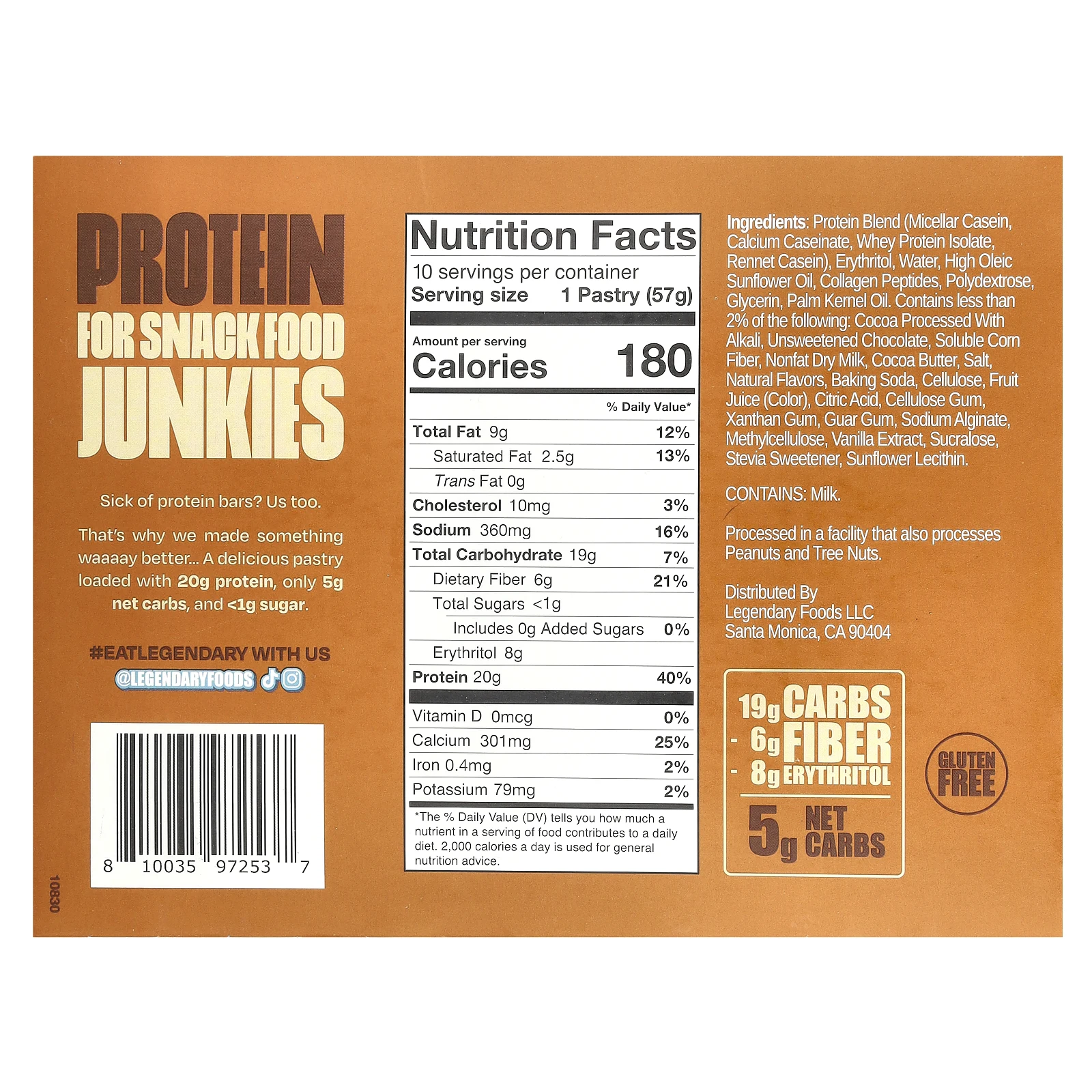 Legendary Foods, протеиновое пирожное, смоурс, 10 шт. по 57 г (2 унции)