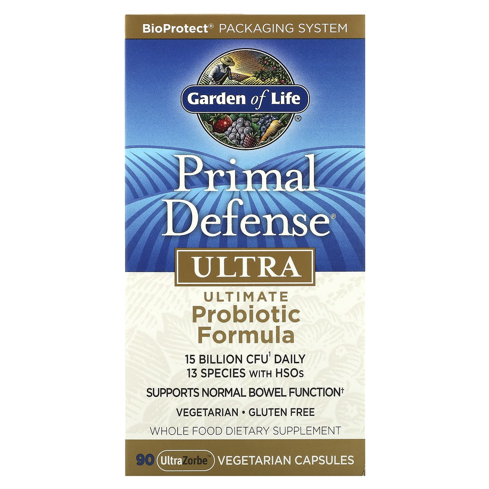Garden of Life, Primal Defense, Ultra, универсальная пробиотическая формула, 90 вегетарианских капсул UltraZorbe