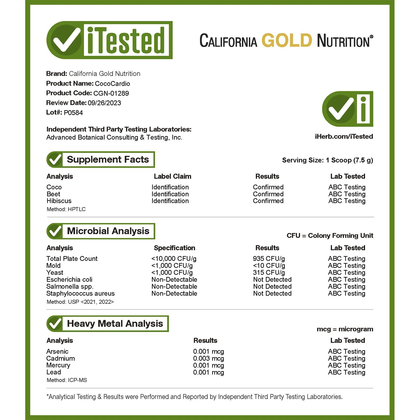 California Gold Nutrition, CocoCardio, сертифицированный напиток из органического растворимого темного какао с соком свеклы и гибискусом, 225 г (7,93 унции)
