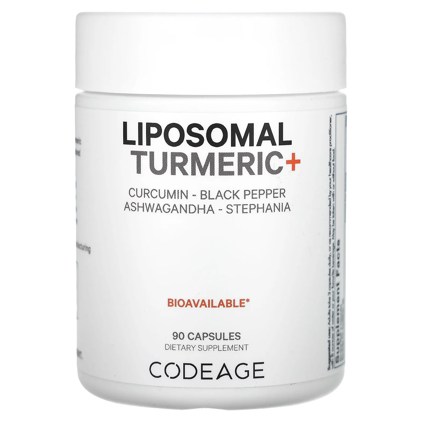 Codeage, Liposomal, ферментированная куркума, черный перец, куркумин, имбирь, 90 капсул