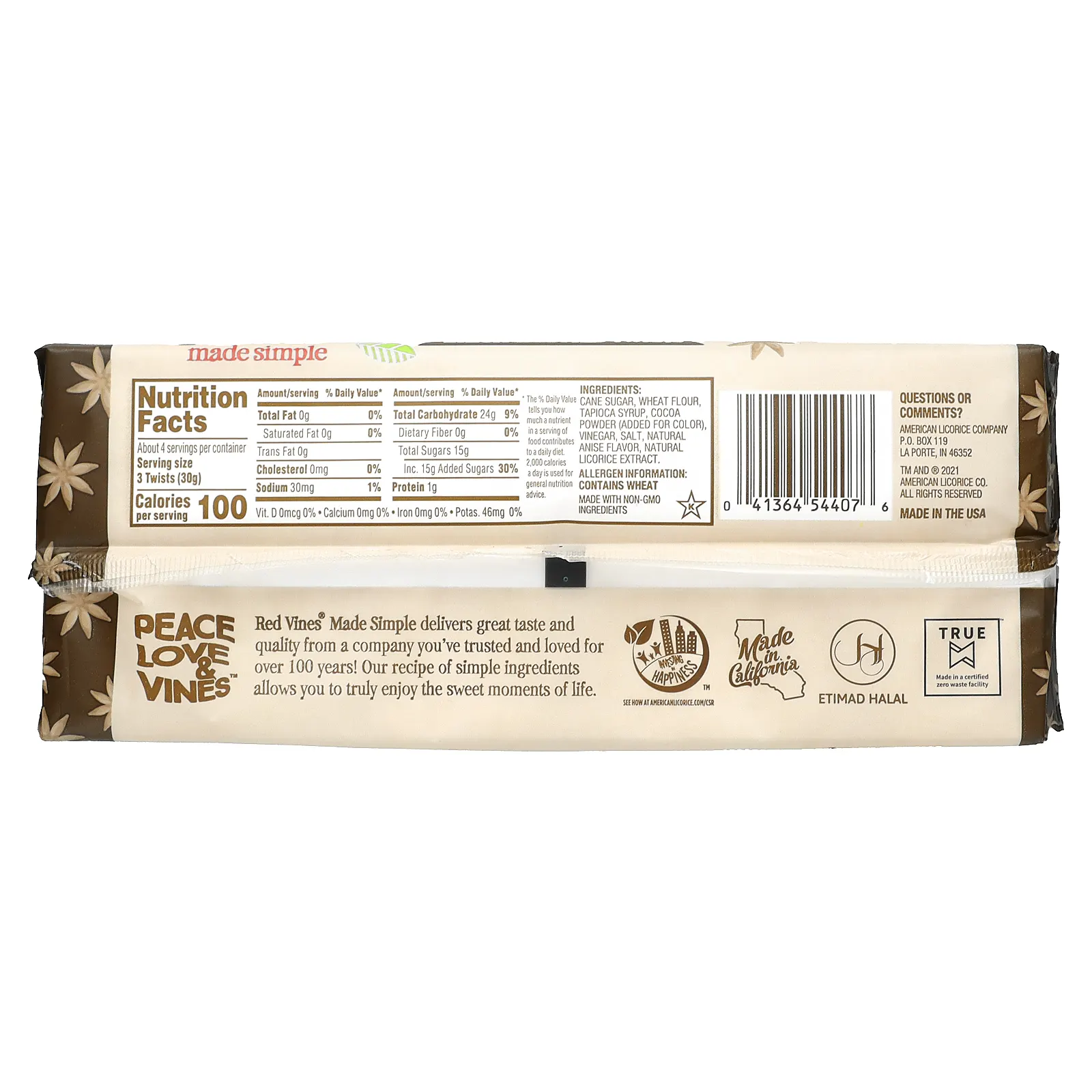 Red Vines, Противень с солодкой, Made Simple, кусочки черной солодки, 113 г (4 унции)
