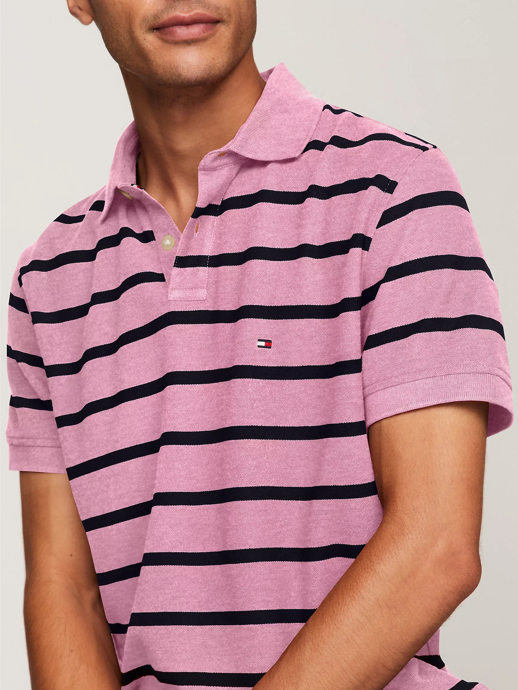 Мужское поло Tommy Hilfiger, Полосатое влагоотводящее поло стандартного кроя