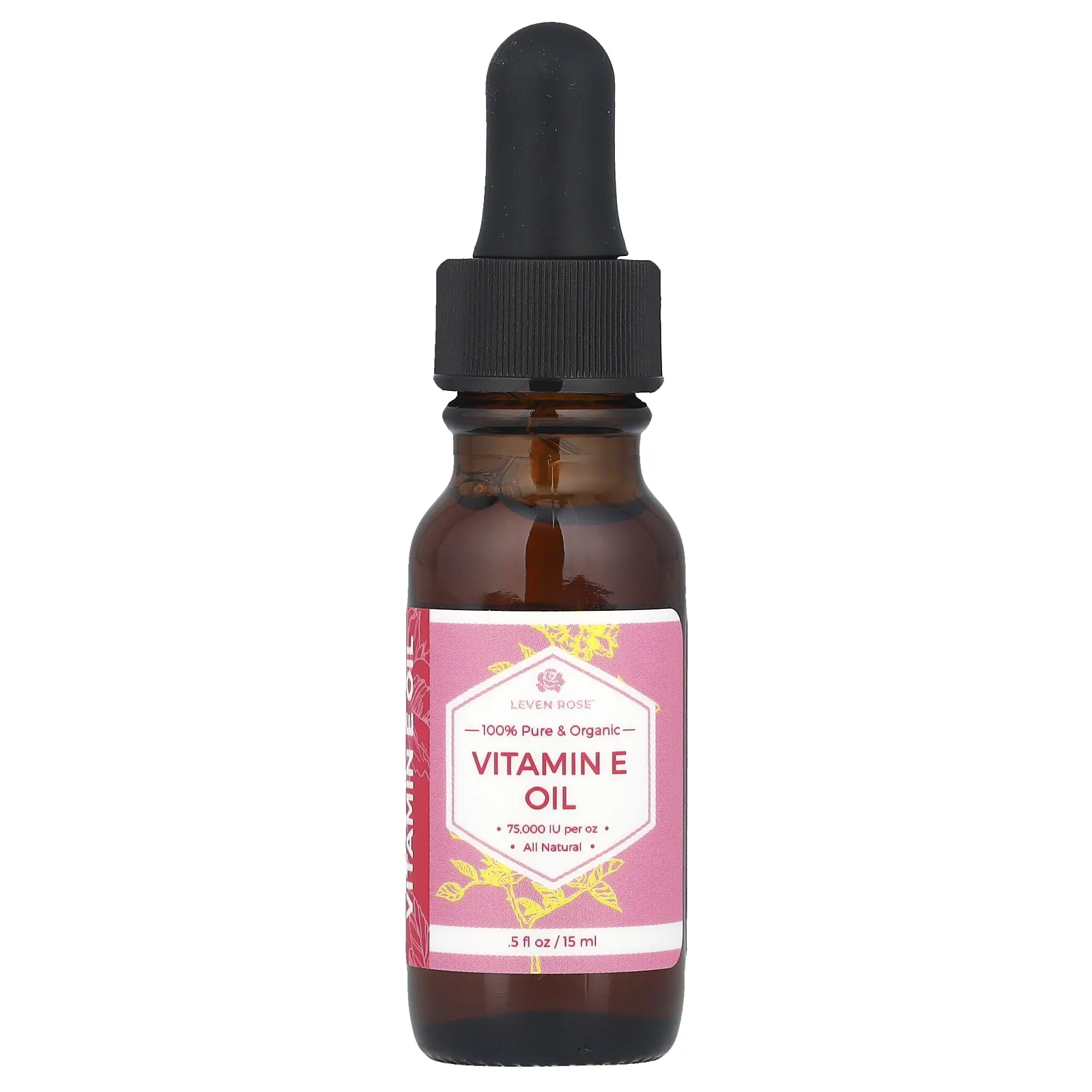 Leven Rose, 100% чистое и органическое масло с витамином Е, 15 мл (0,5 жидк. Унции)