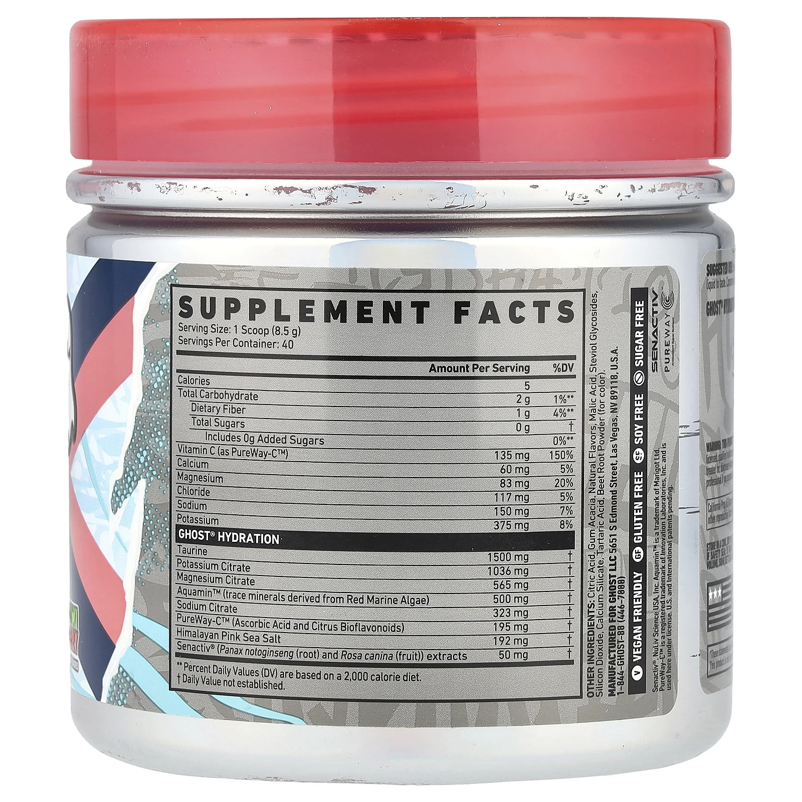 Ghost, Hydration, киви и клубника, 340 г (12 унций)