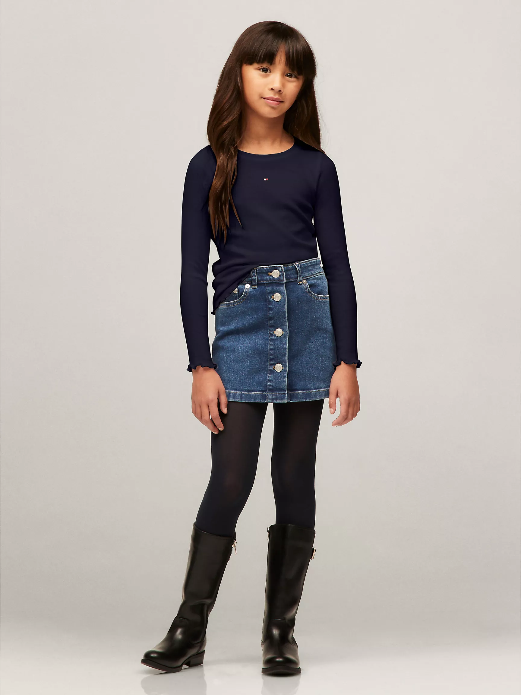 Топ для девочек Tommy Hilfiger, Детская футболка с длинным рукавом в рубчик