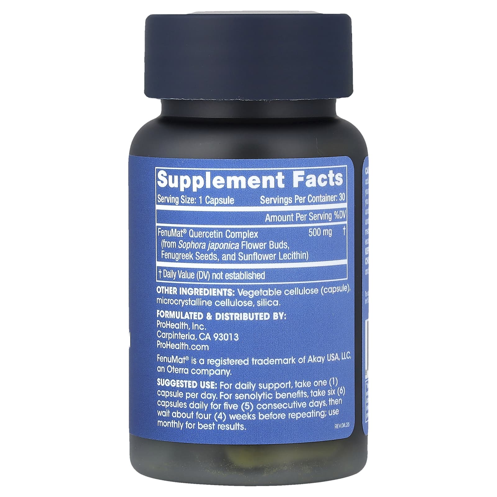 ProHealth Longevity, чистый кверцетин, 500 мг, 30 капсул