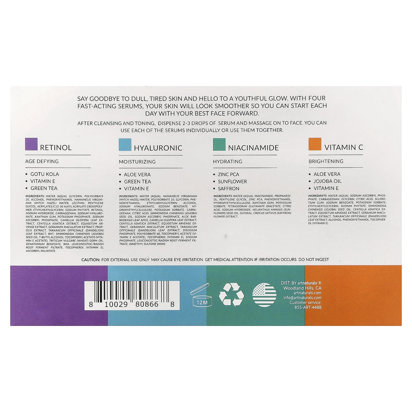 artnaturals, Serum Top 4, набор сывороток, 4 шт., 29,5 мл (1 жидк. унция)