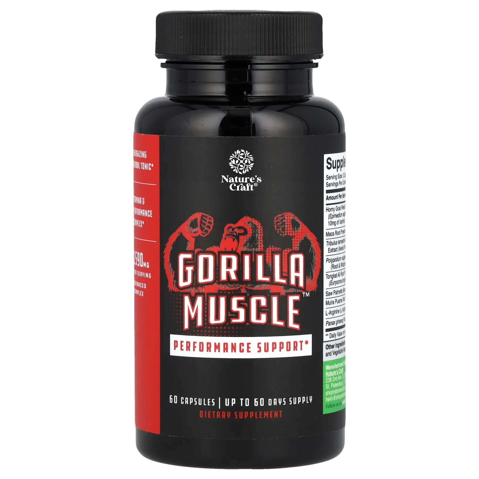 Nature's Craft, Gorilla Muscle ™, поддержка работоспособности, 60 капсул