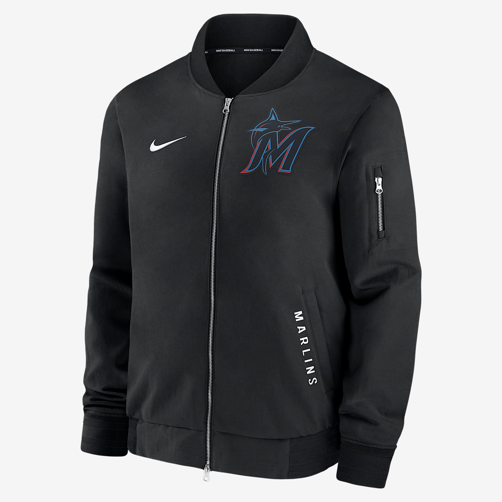 Miami Marlins Authentic Collection Dugout Men's Nike MLB Full-Zip Bomber Jacket