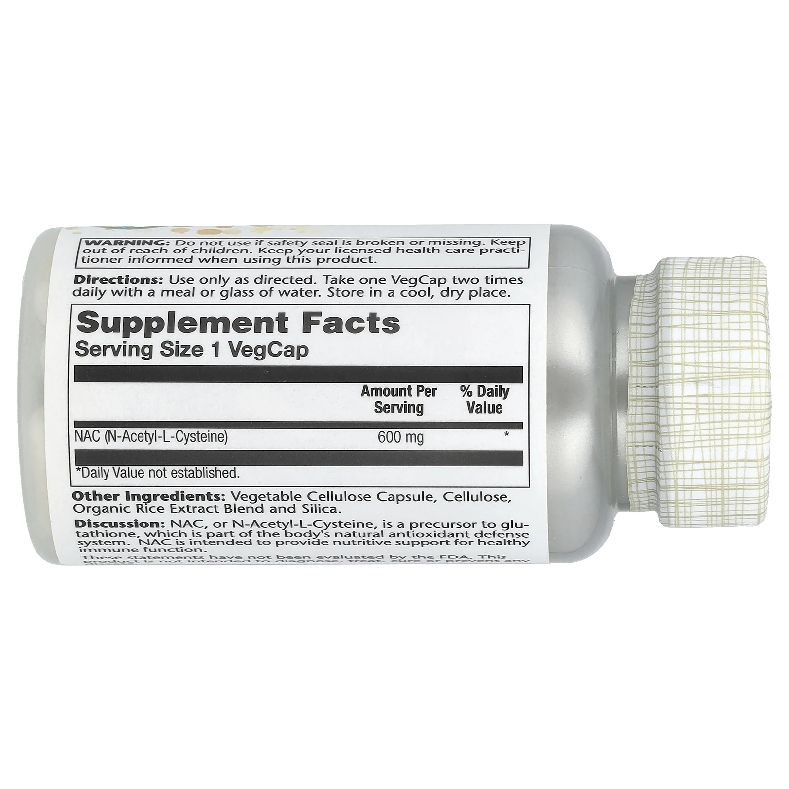 Solaray, NAC, 600 мг, 60 вегетарианских капсул