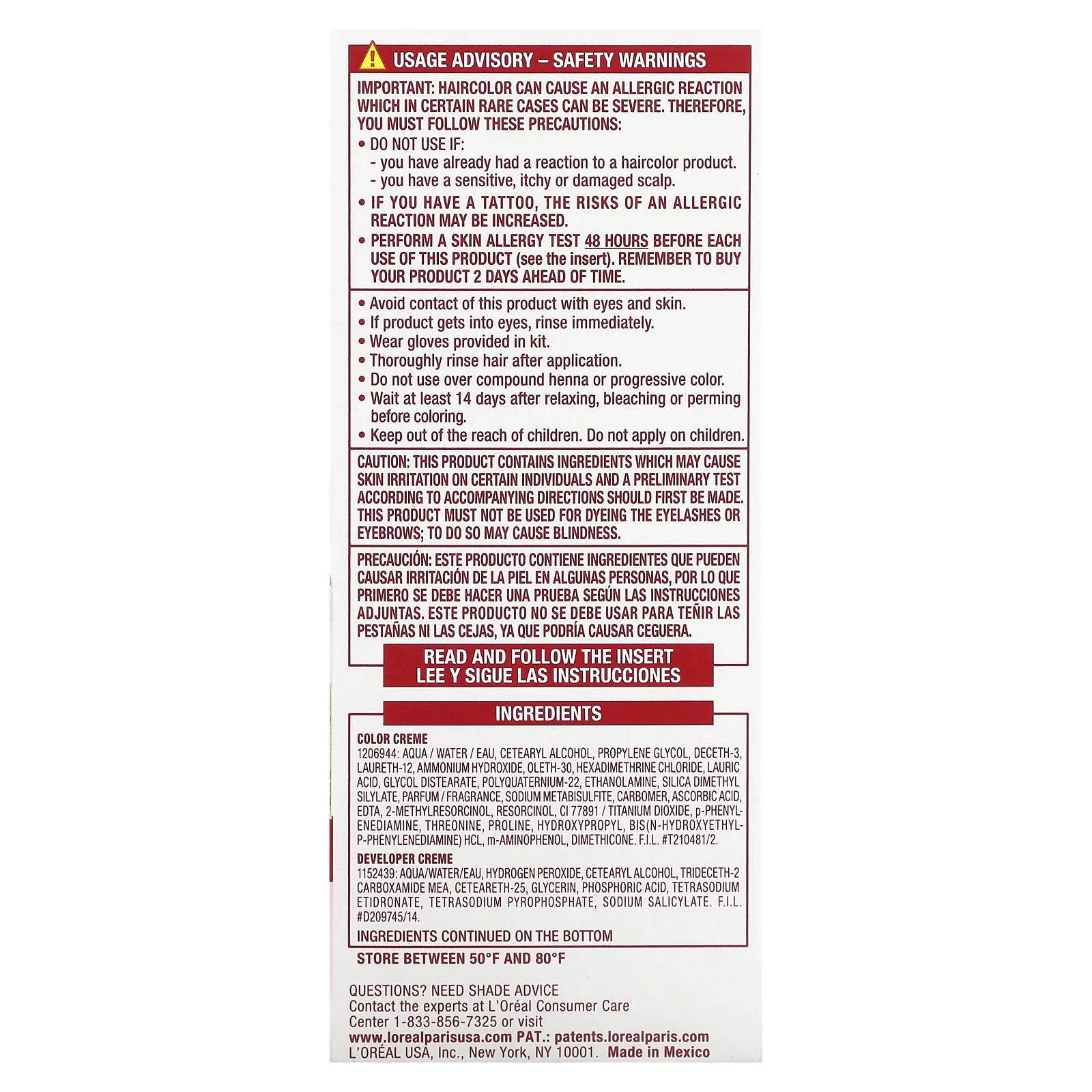 L'Oréal, Excellence Creme, Triple Care Color, 7 оттенков темно-русого``, 1 нанесение