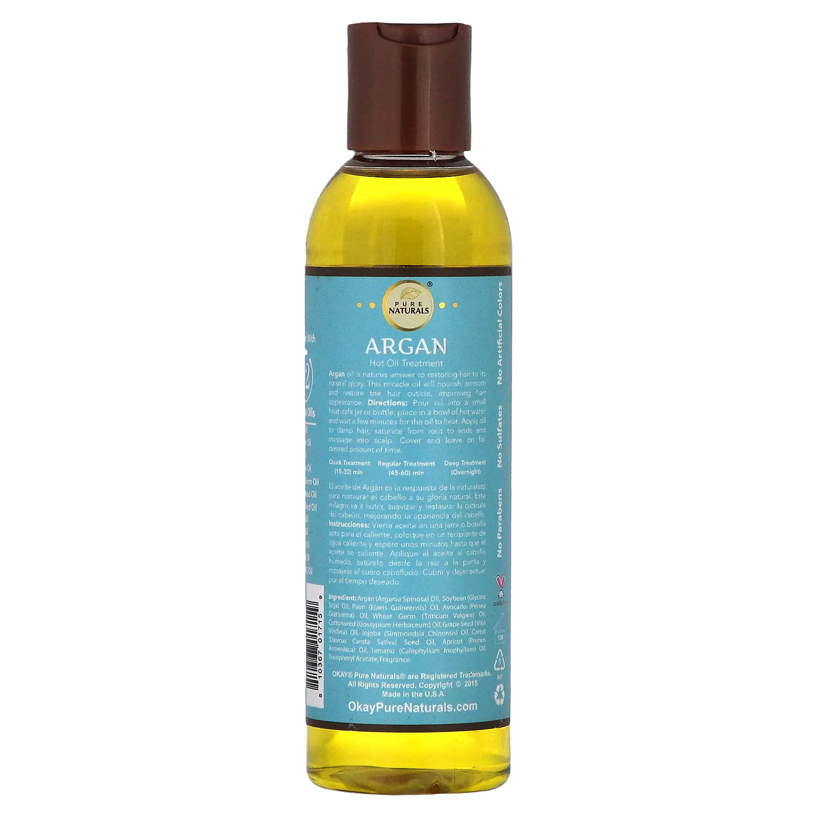 Okay Pure Naturals, уход за кожей с горячим аргановым маслом, 177 мл (6 унций)