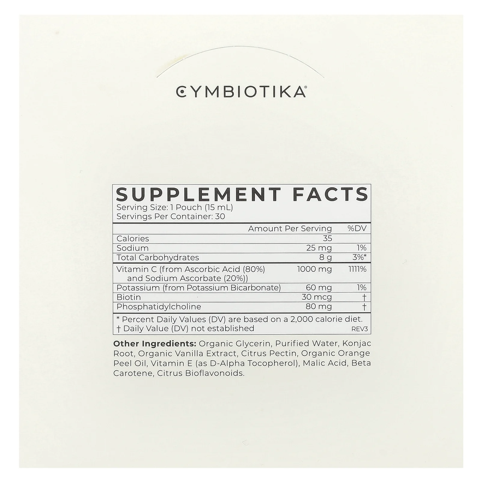Cymbiotika, Витамин C, липосомальная доставка, цитрусовая ваниль, 1000 мг, 30 пакетиков (15 мл) каждый