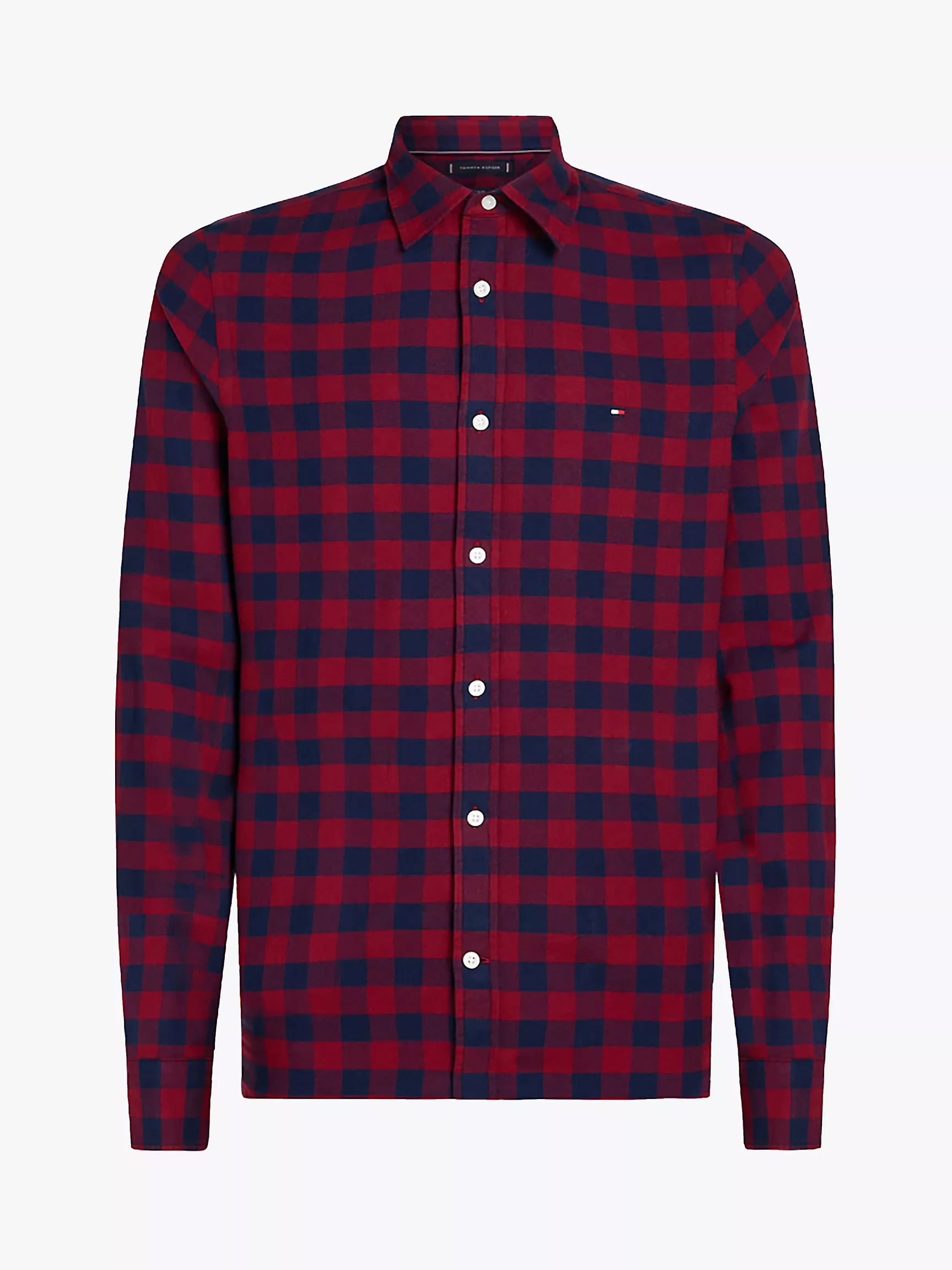 Мужская рубашка Tommy Hilfiger, Приталенная фланелевая рубашка в клетку гингем с мягкой текстурой