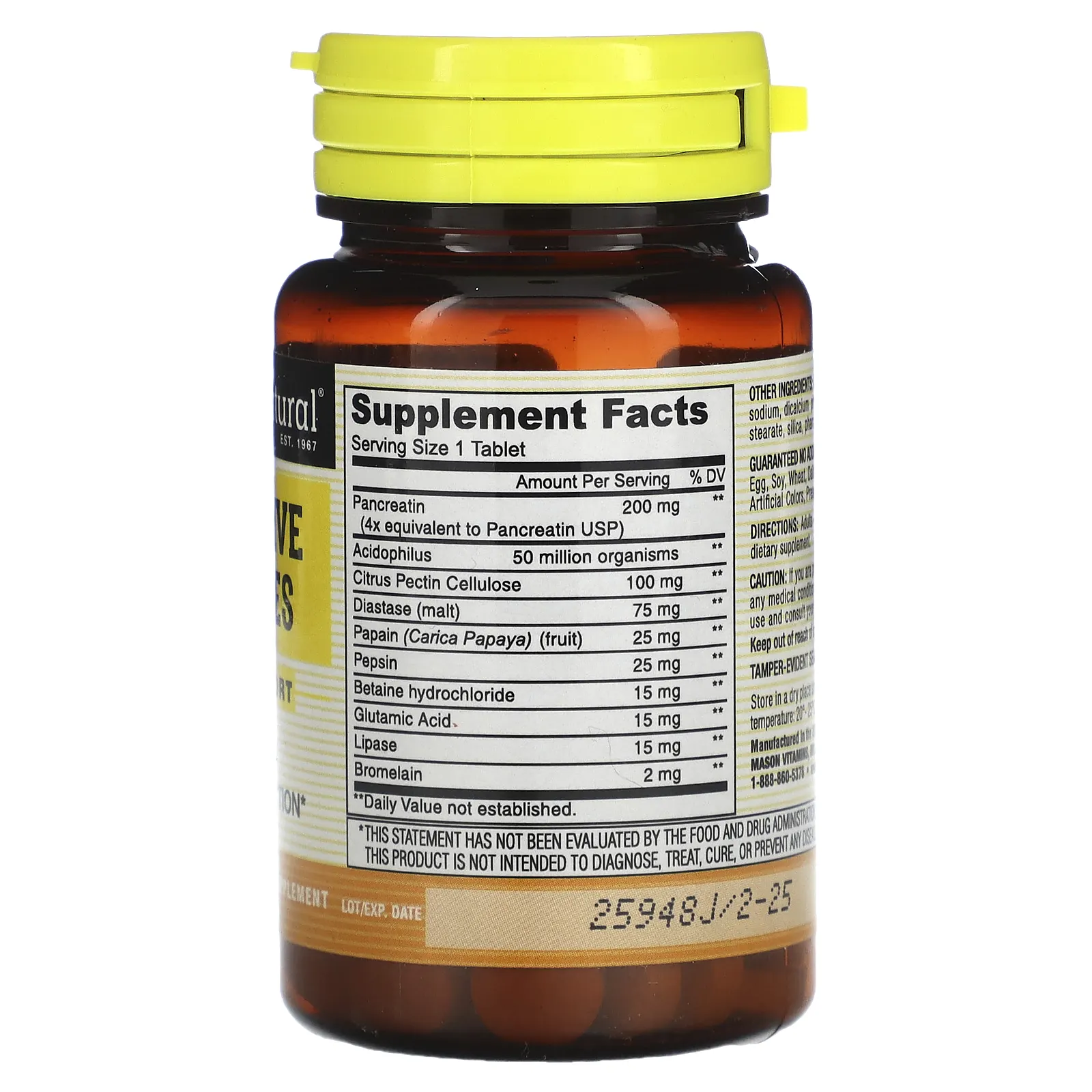 Mason Natural, Пищеварительные ферменты, 90 таблеток