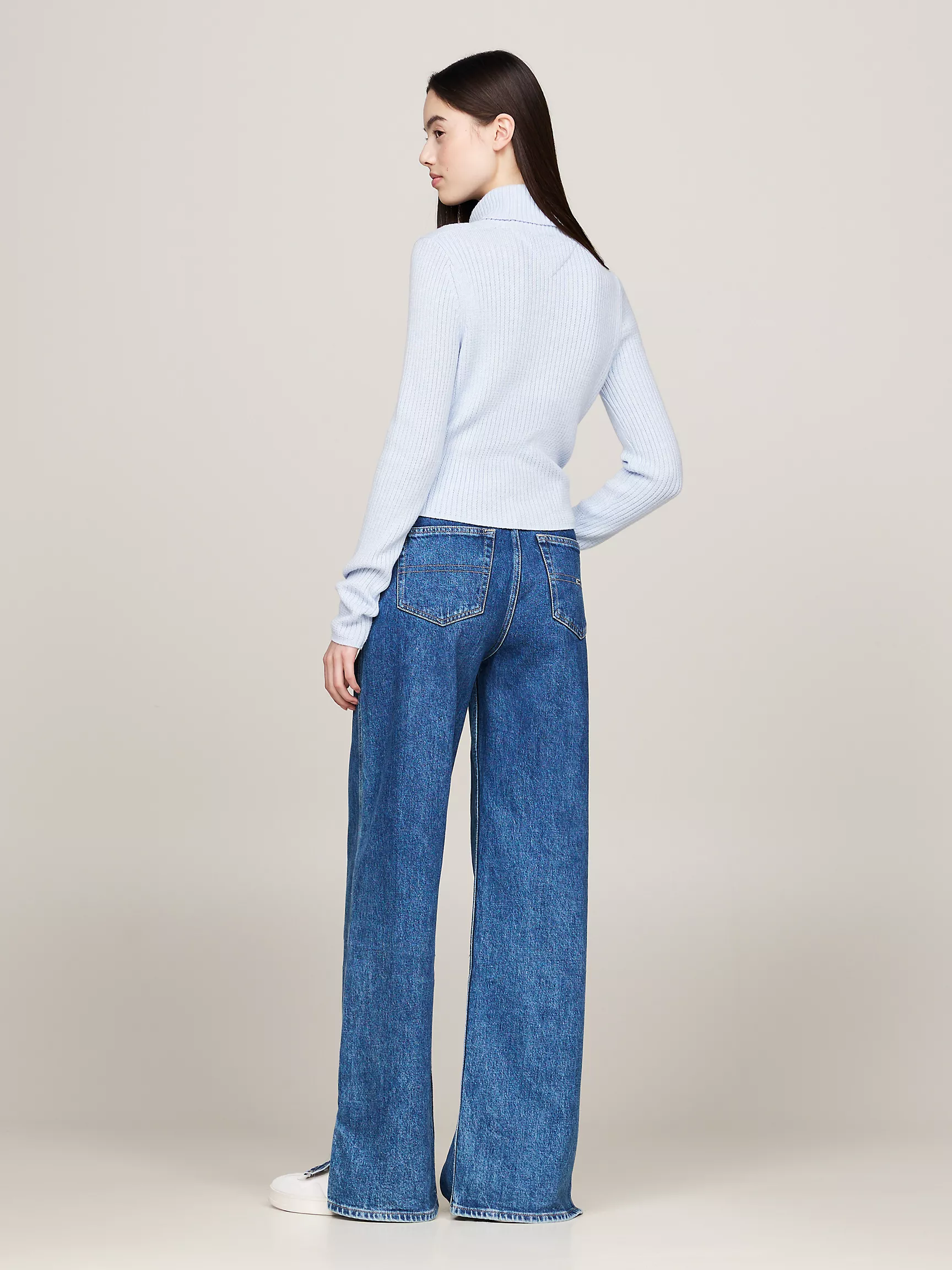 Женский свитер Tommy Hilfiger, Укороченный приталенный свитер с высоким воротником