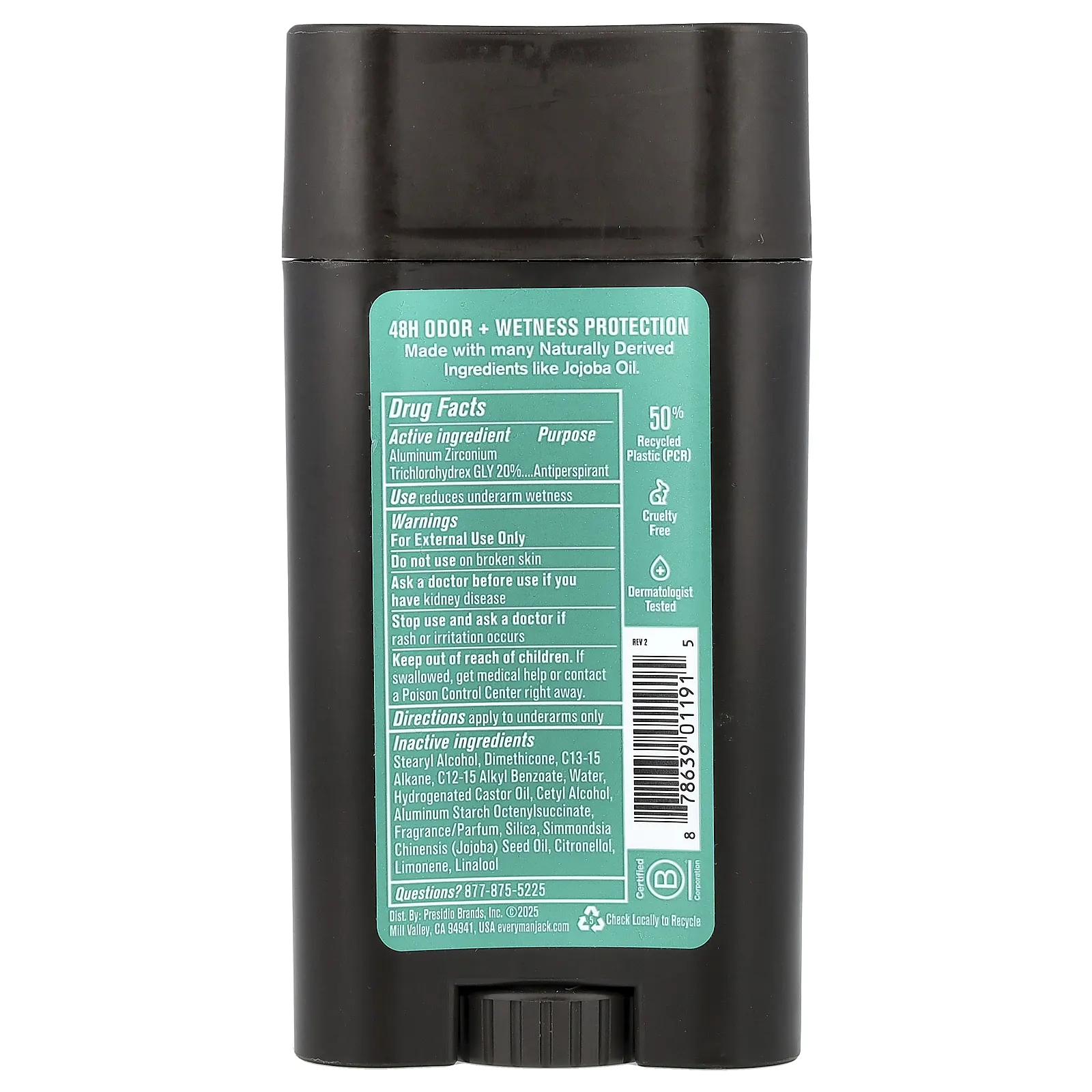 Every Man Jack, дезодорант-антиперспирант, морская соль и цитрус, 73 г (2,6 унции)