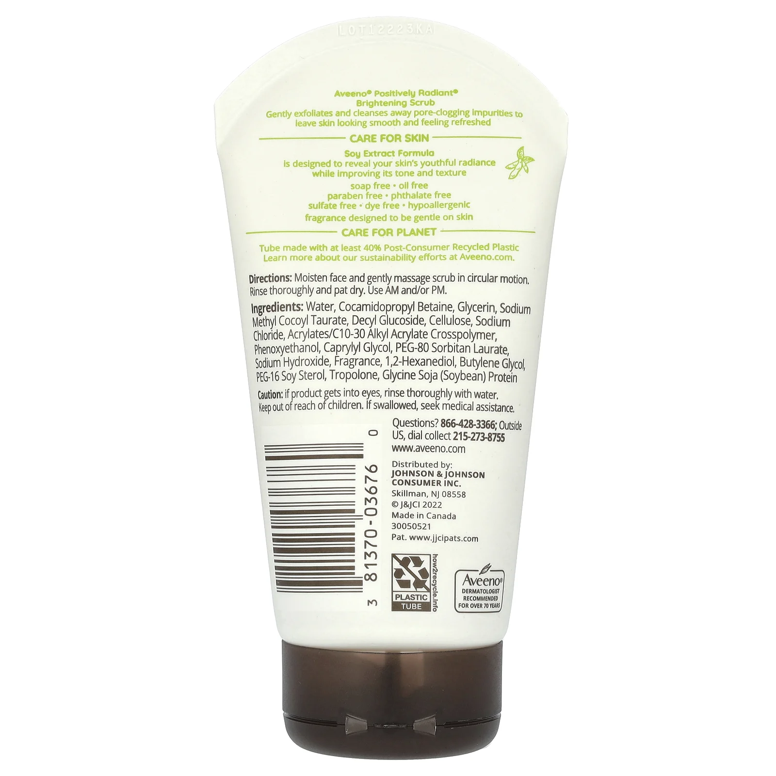 Aveeno, Positively Radiant, осветляющий скраб, для всех типов кожи, 140 г (5 унций)