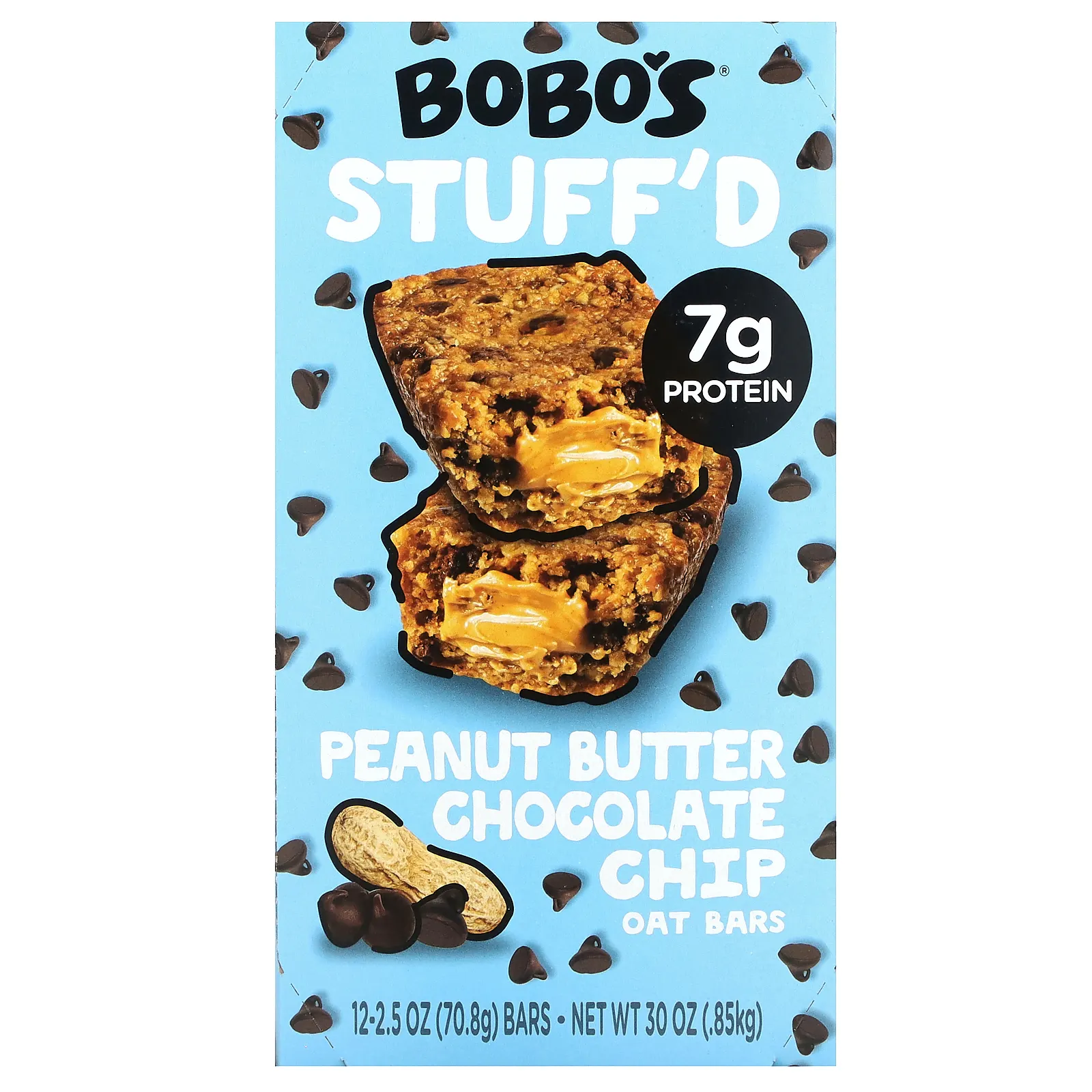 Bobo's Oat Bars, Овсяные батончики с арахисовой пастой и шоколадной крошкой, 12 батончиков по 70,8 г (2,5 унции)