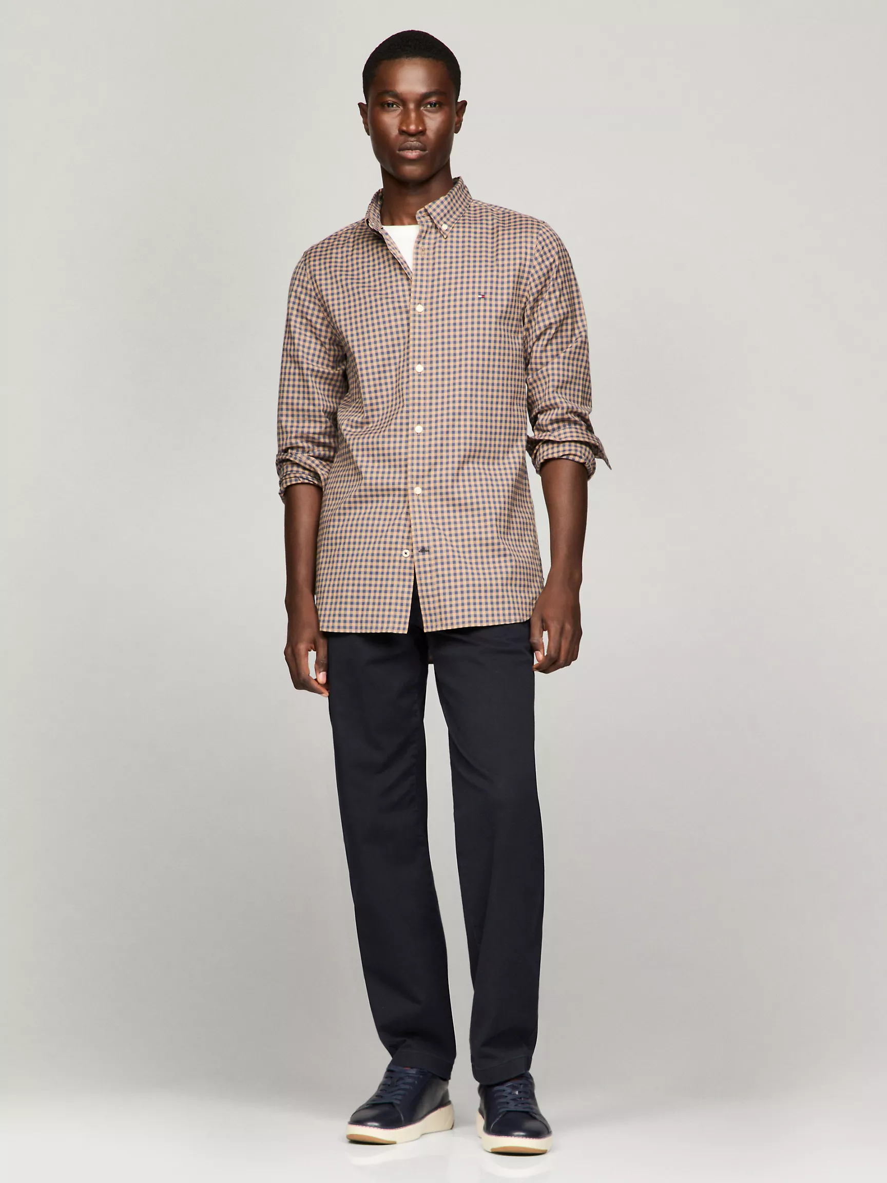 Мужская рубашка Tommy Hilfiger, Приталенная рубашка из поплина в клетку гингем