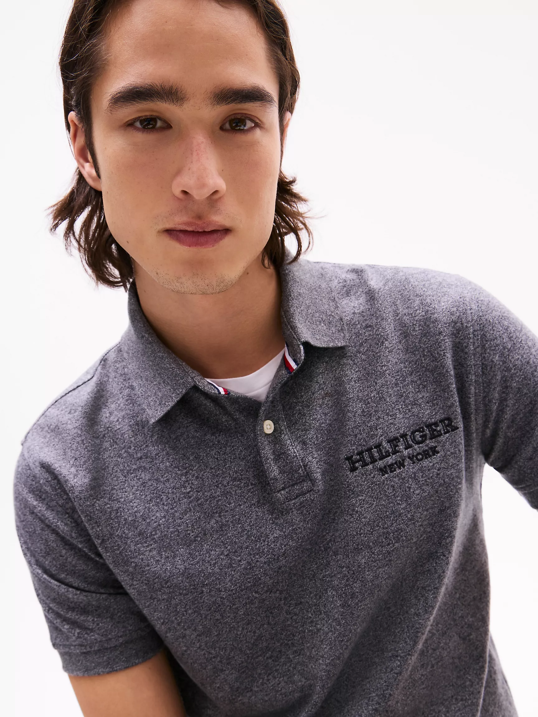 Мужское поло Tommy Hilfiger, Стандартное поло с логотипом Monotype из меланжевой ткани