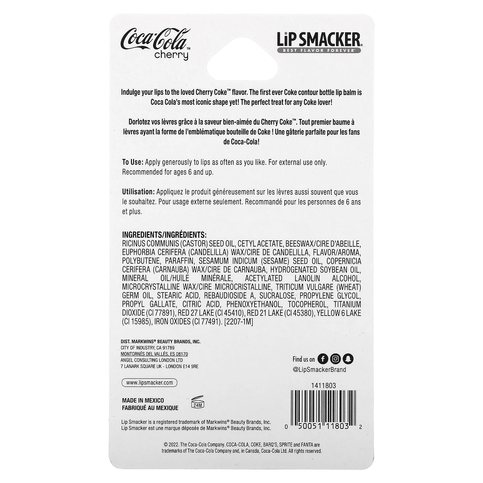 Lip Smacker, Coca-Cola, бальзам для губ, флакон с вишневой колой, 4 г (0,14 унции)