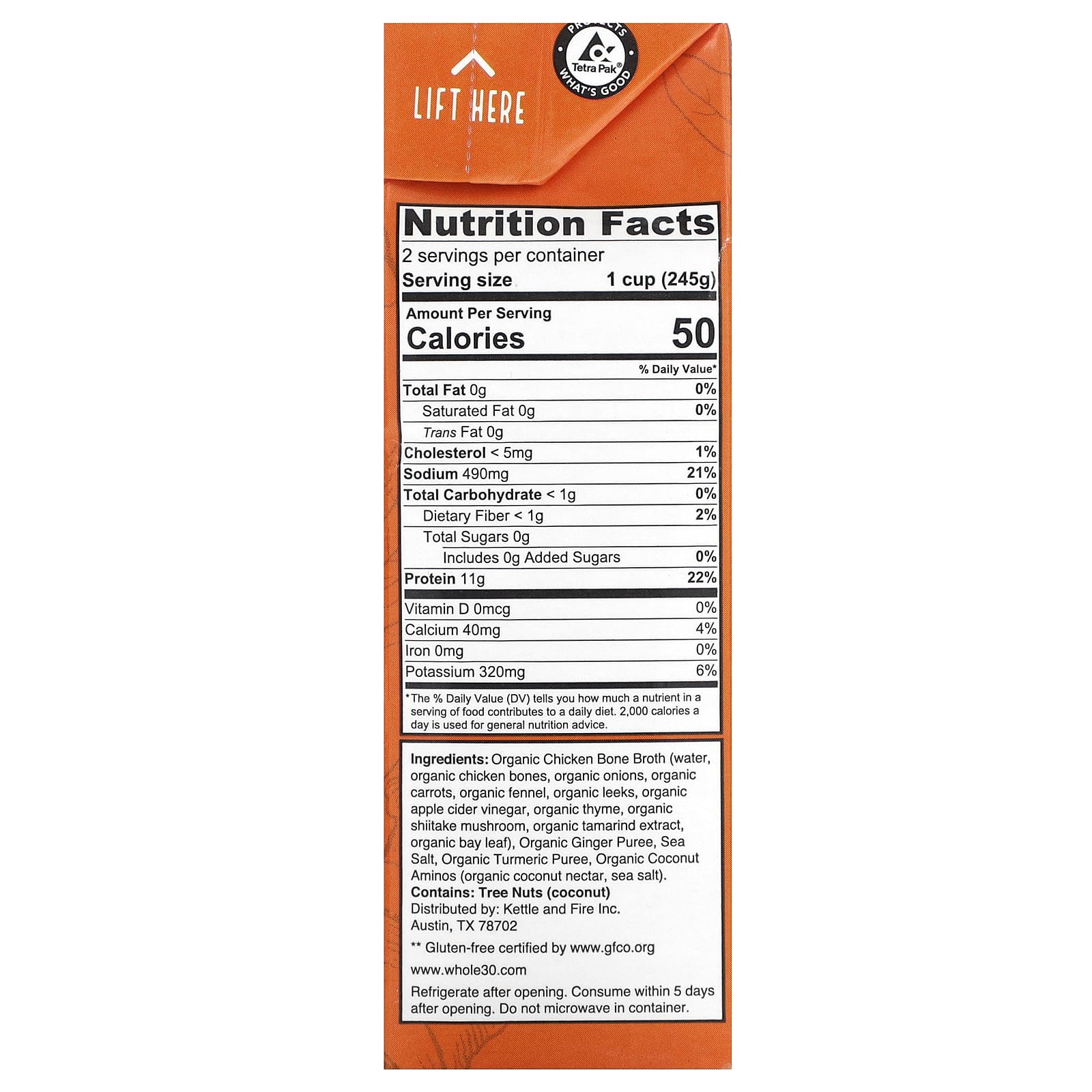 Kettle & Fire, Bone Broth, куркума и имбирь, 479 г (16,9 унции)