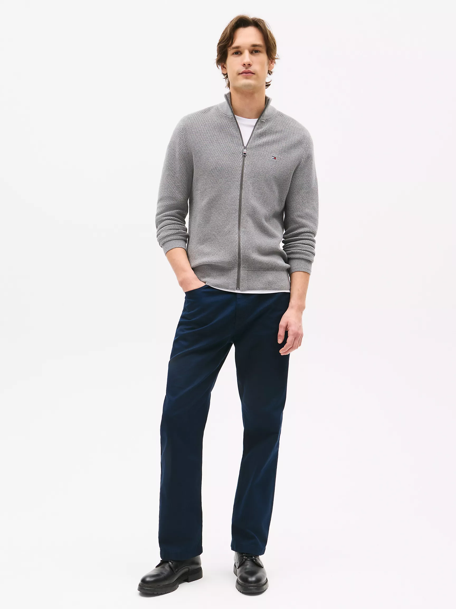 Мужской свитер Tommy Hilfiger, Кардиган на молнии с узором "прямоугольные стежки"