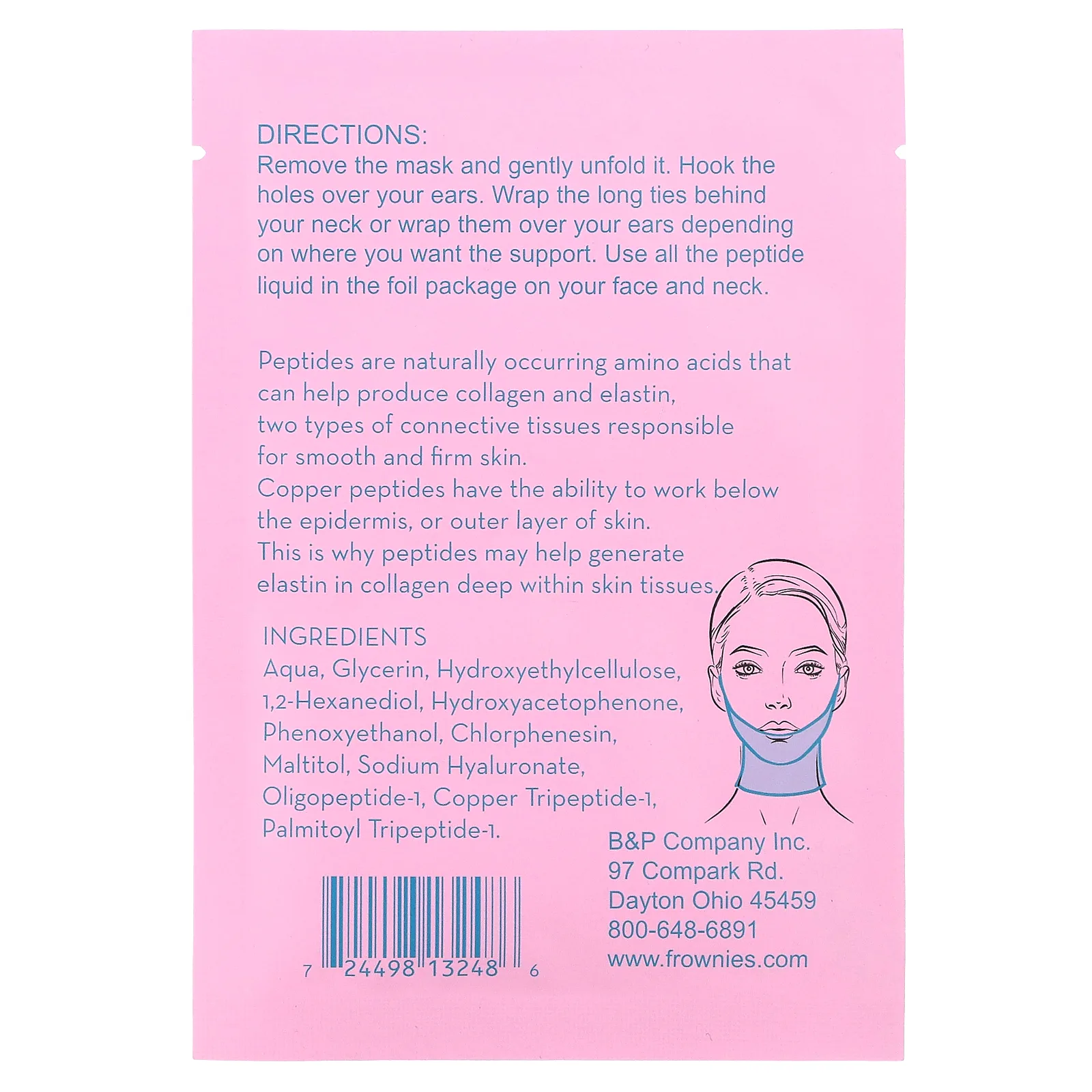 Frownies, Chin-Up Polypeptide, маска для лица, 1 шт.