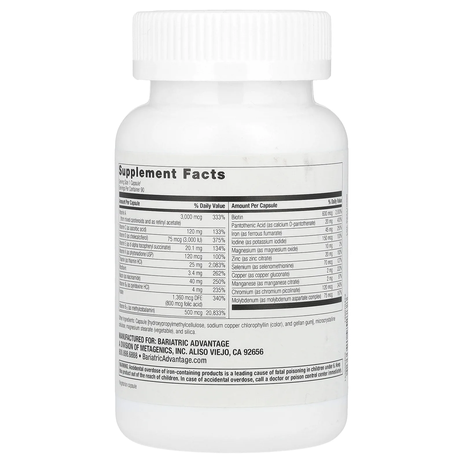 Bariatric Advantage, Ultra Solo с железом, 90 капсул