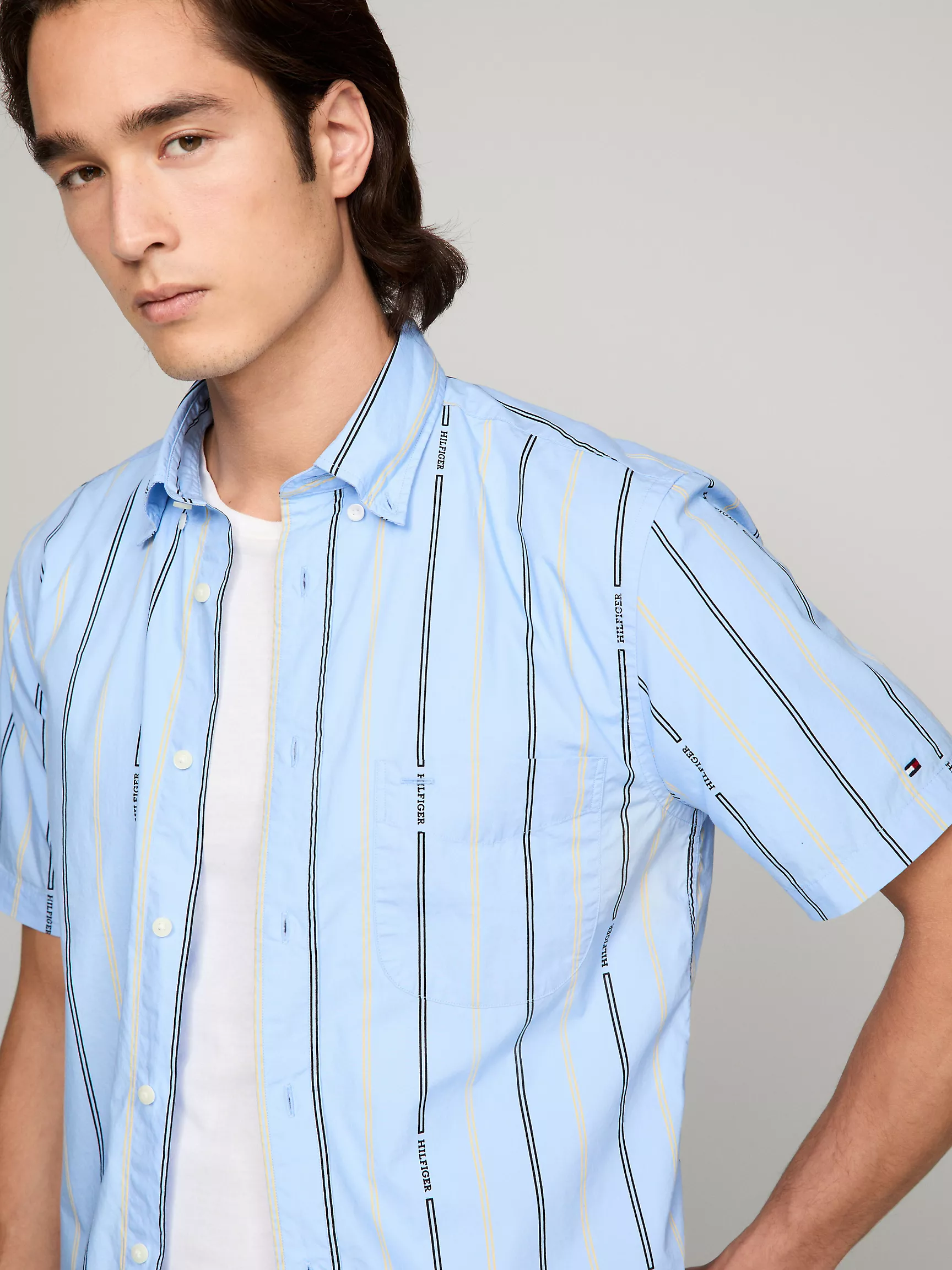 Мужская рубашка Tommy Hilfiger, Полосатая рубашка стандартного кроя с короткими рукавами