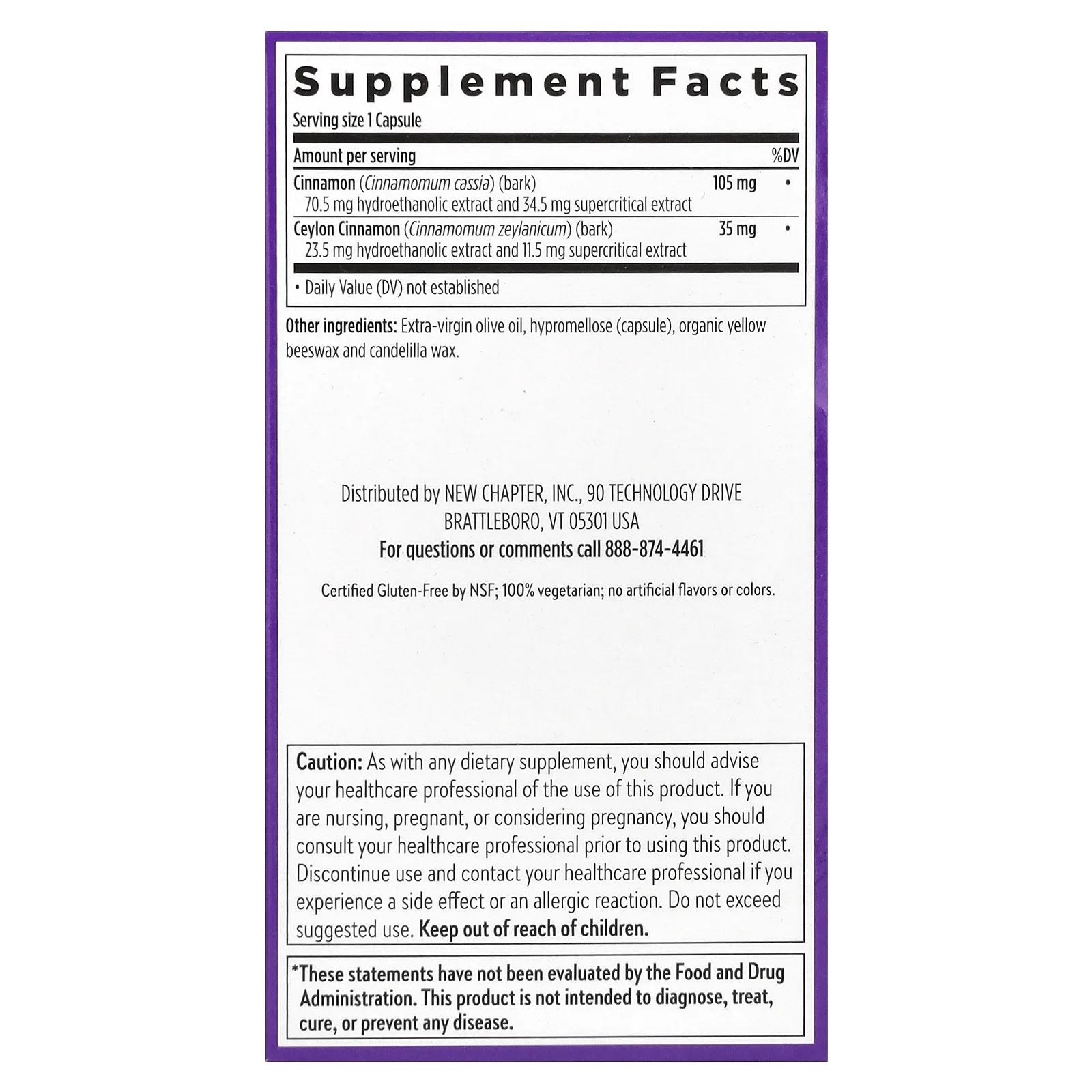 New Chapter, Cinnamon Force, 60 вегетарианских капсул