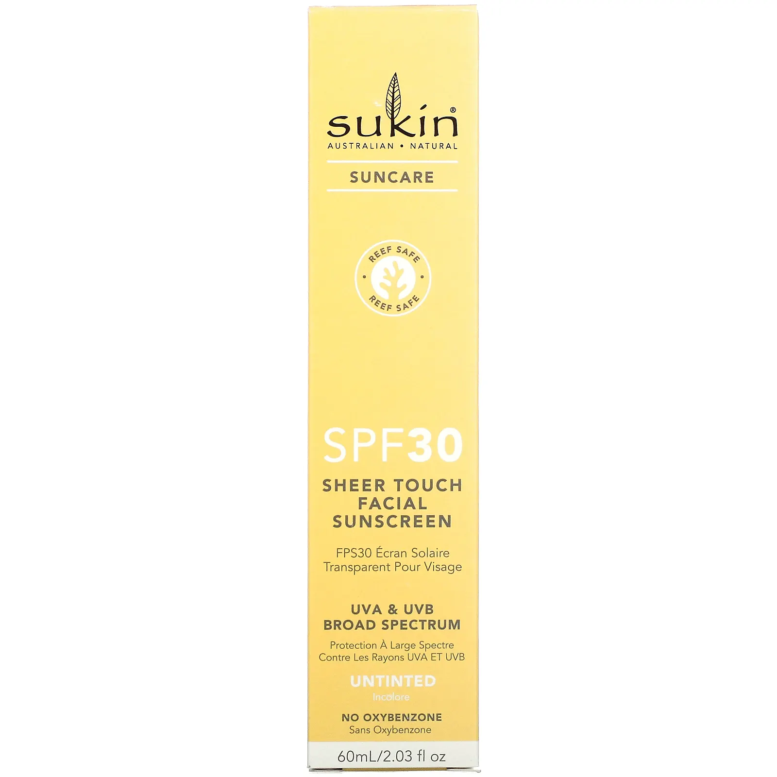 Sukin, Sheer Touch, солнцезащитное средство для лица, SPF 30, без тонирующего эффекта, 60 мл (2,03 жидк. унции)