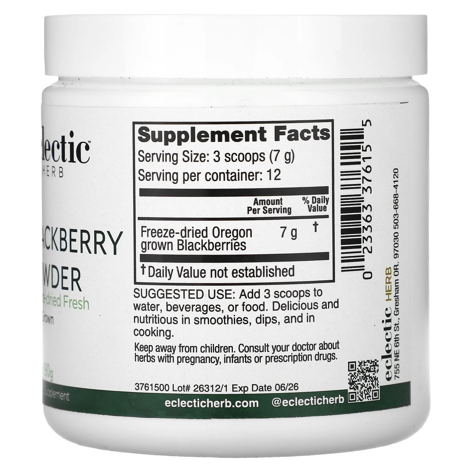 Eclectic Institute, ежевика в порошке, 90 г (3,2 унции)