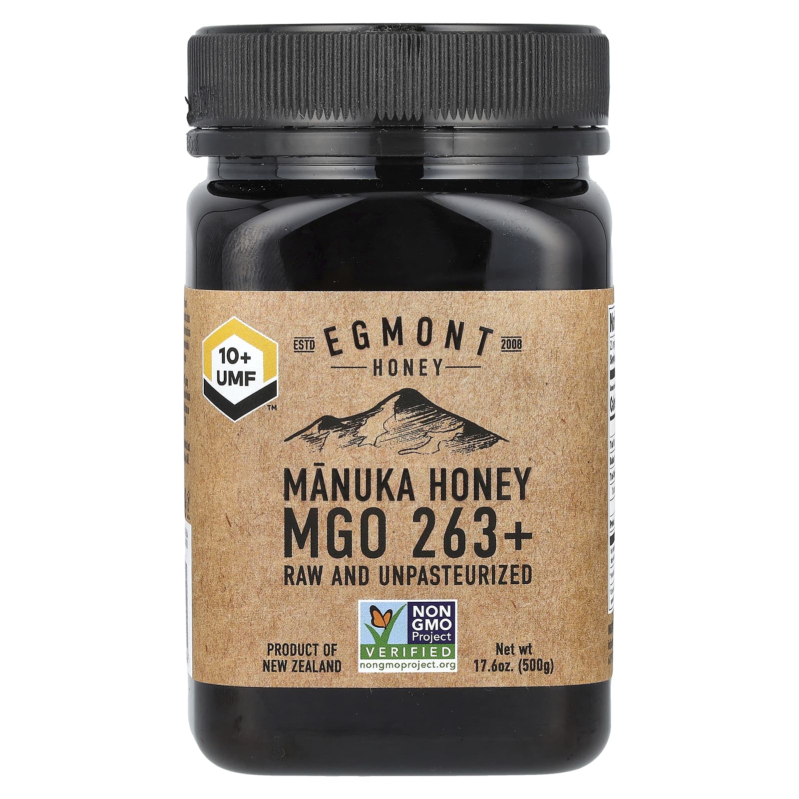 Egmont Honey, Мед манука, необработанный и непастеризованный, MGO 263+, 500 г (17,6 унции)