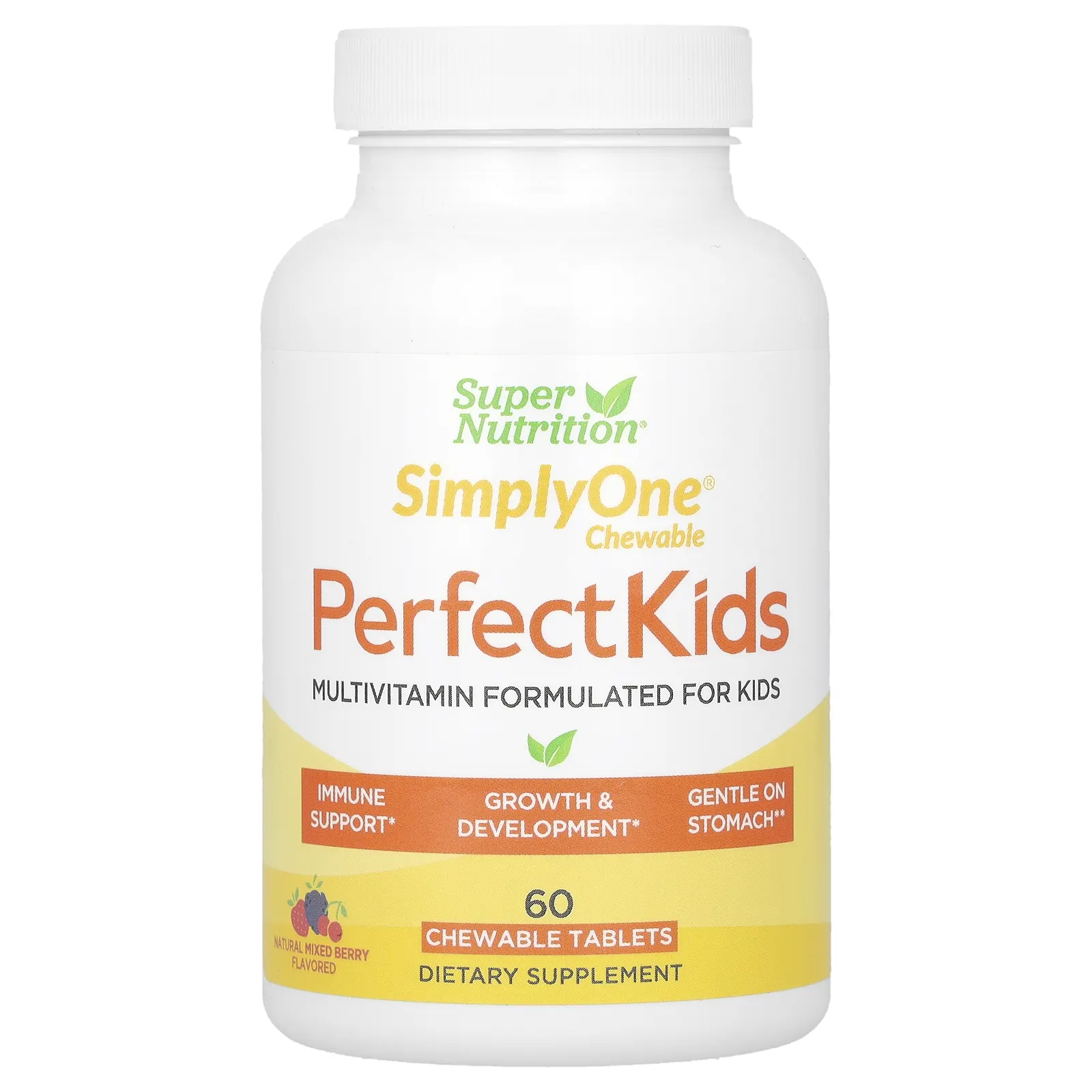 Super Nutrition, Perfect Kids, мультивитаминный комплекс для детей, с ягодным вкусом, 60 вегетарианских жевательных таблеток